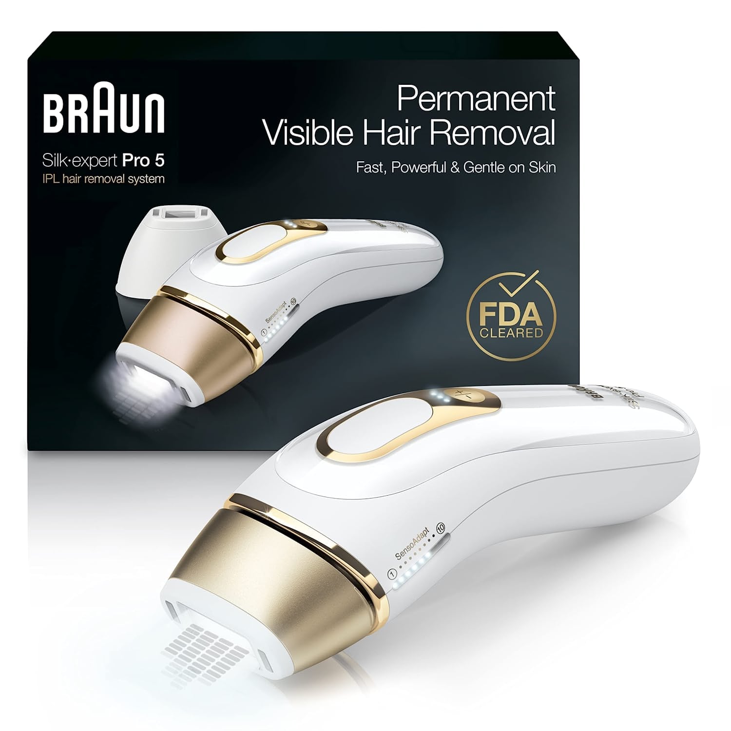 Braun IPL Hair Removal for Women and Men, New Silk Expert Pro 5 PL5157 FDA Cleared, for Body & Face, At-Home Permanent Hair Reduction, Alternative to Salon Laser Hair Removal, with Venus Razor, Pouch