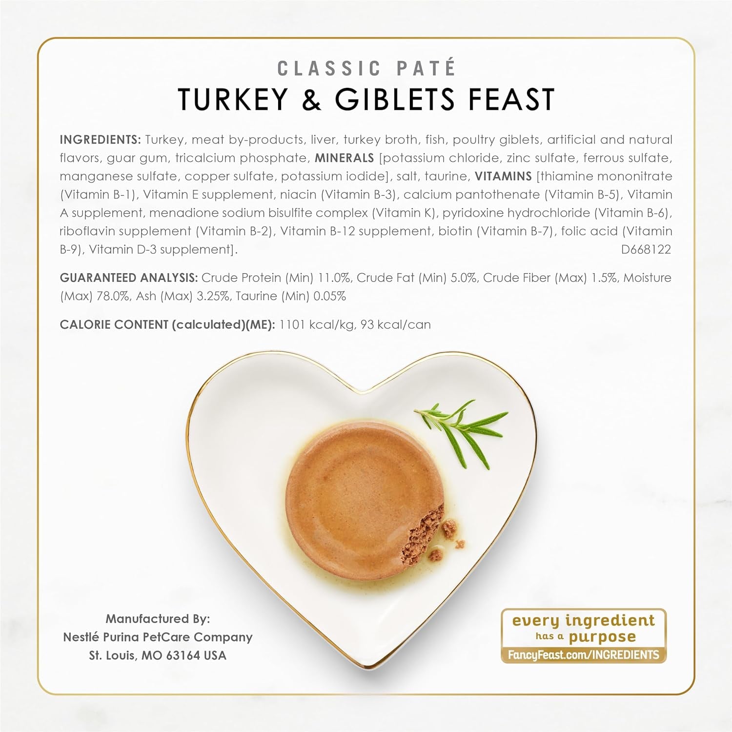 Fancy Feast Poultry and Beef Feast Classic Pate Collection Grain Free Wet Cat Food Variety Pack - (Pack of 30) 3 Oz. Cans