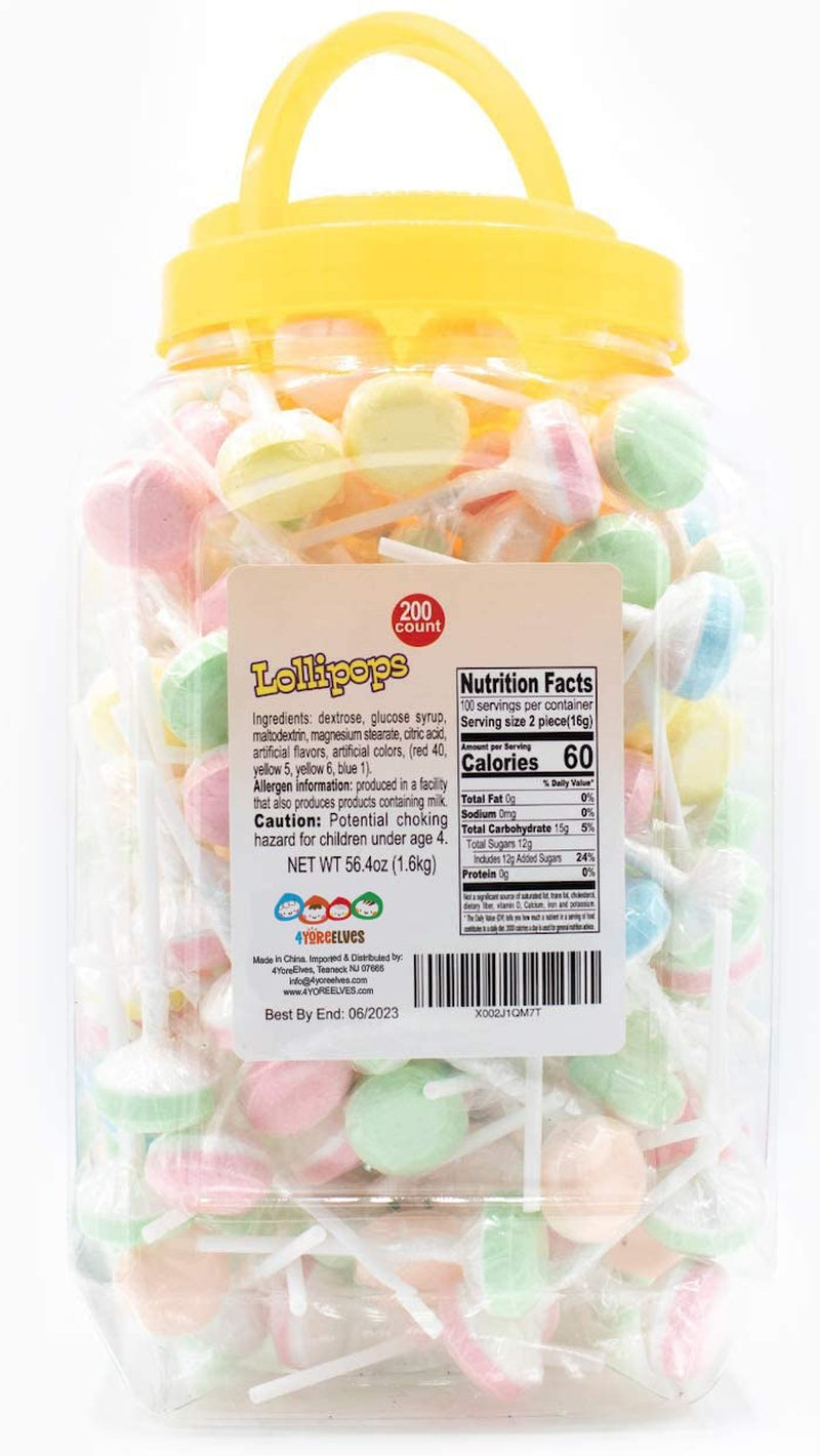 200 Double Lollies Individually Wrapped Bulk Candy, Sweet Tart Lollipops, Pastel-Colored Cheerleader Lollies, Bulk Suckers Jar 200 Count by