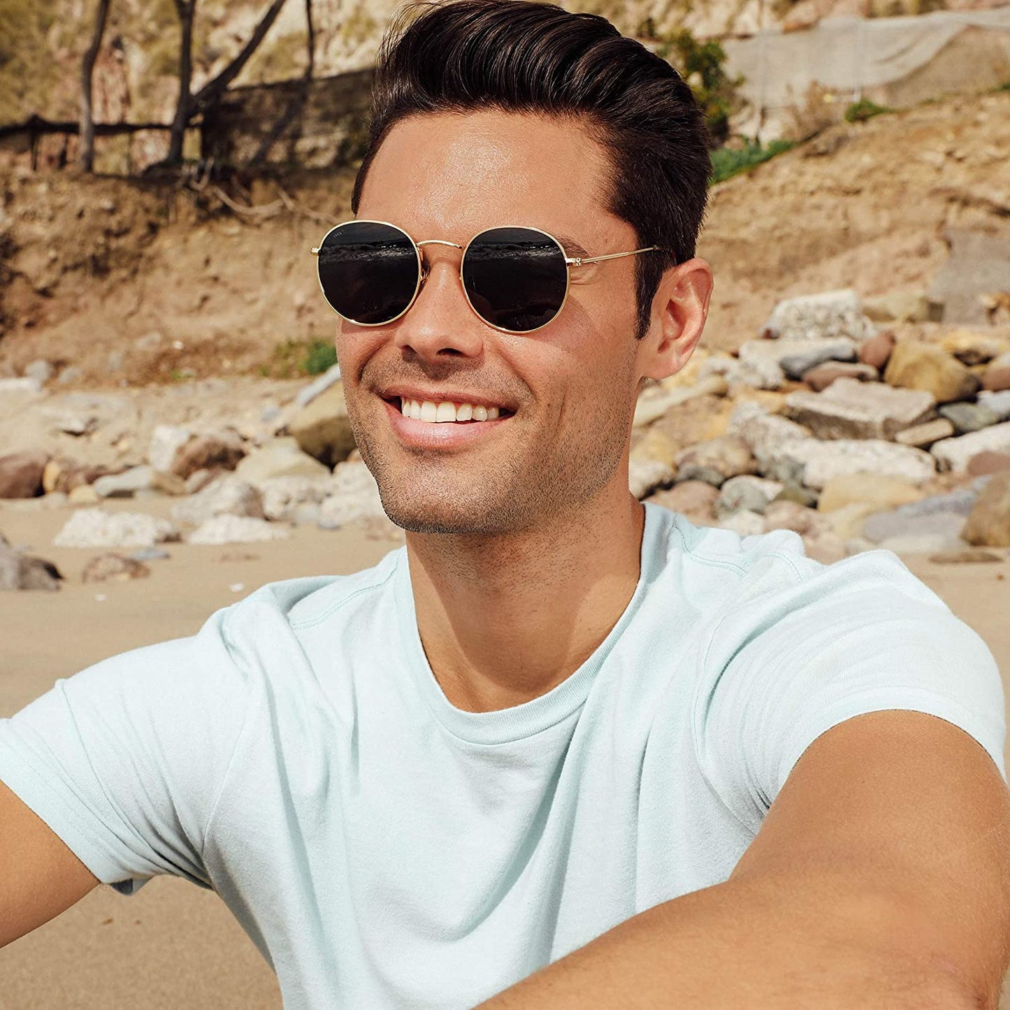- Reflective Lens round Trendy Sunglasses