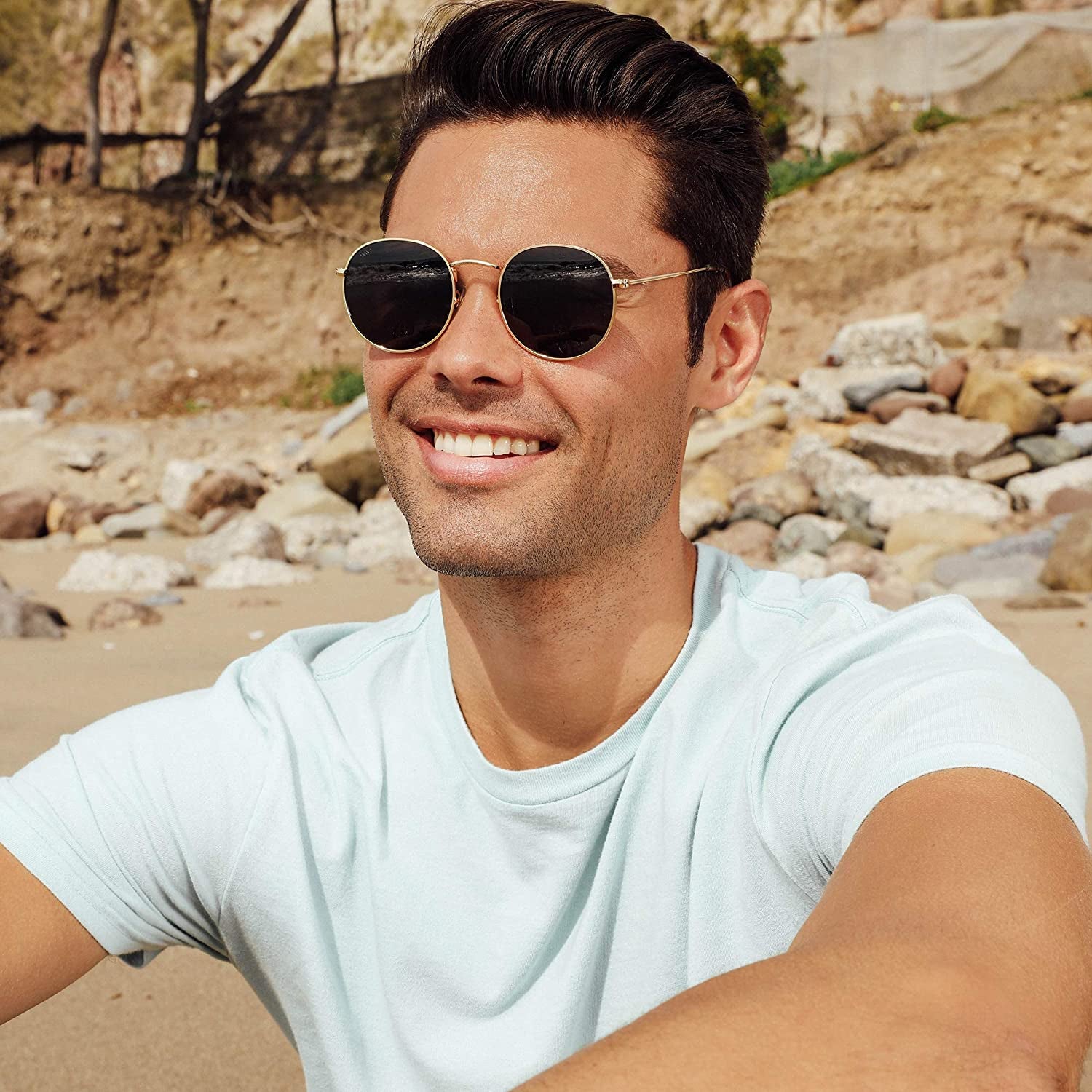 - Reflective Lens round Trendy Sunglasses