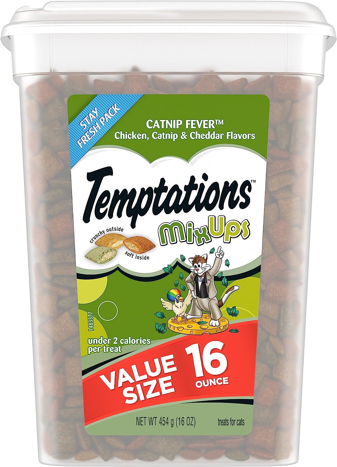 MIXUPS Crunchy and Soft Cat Treats Catnip Fever Flavor, 16 Oz. Tub