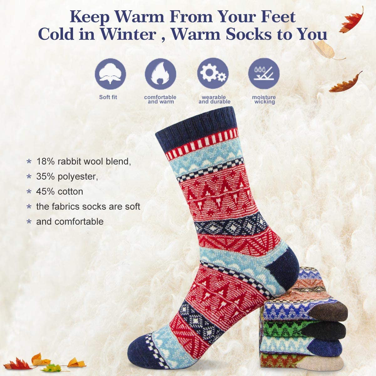 Women Socks Winter - Gifts for Women - Warm Thick Soft Wool Socks Christmas Gifts Socks Cozy Crew Socks
