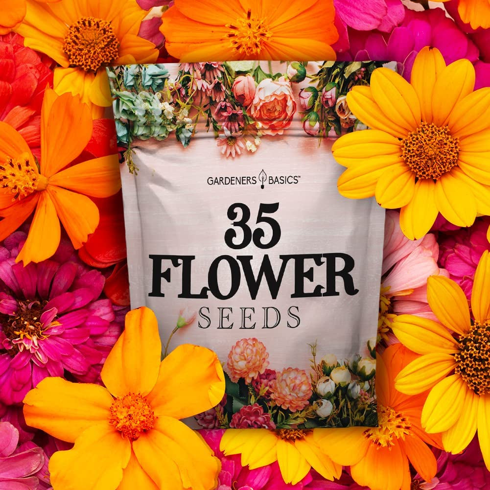 Flower Seeds Packets for Planting 35 Individual Varieties Perennial, Annual, Wildflower Seeds for Planting Outdoors for Bees and Butterflies - Semillas De Flores Hermosas by
