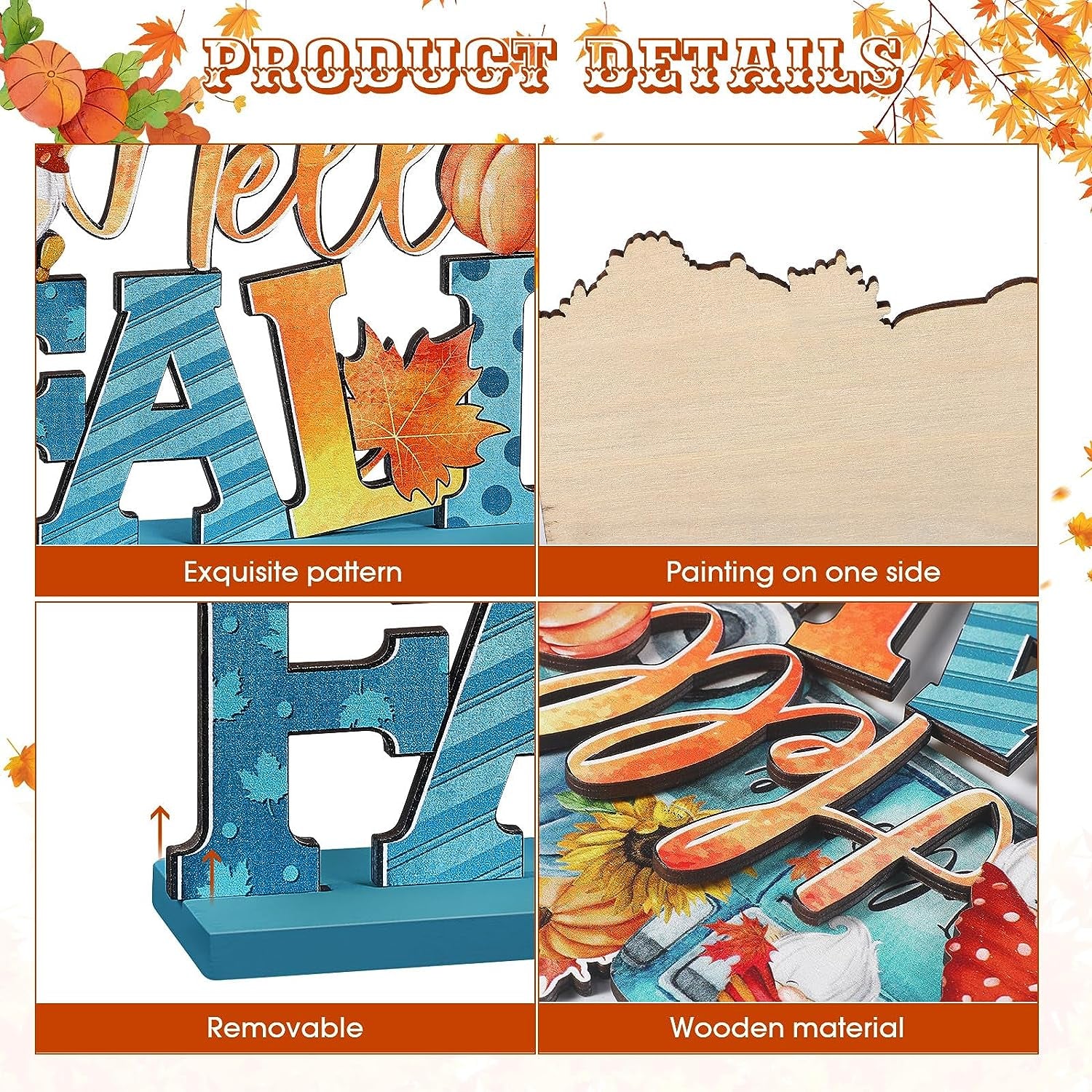 6 Pcs Fall Table Decorations Wooden Thanksgiving Table Signs Hello Fall Gnomes Pumpkin Truck Scarecrow Table Centerpieces for Autumn Harvest Thanksgiving Party Decor Supplies(Fresh)