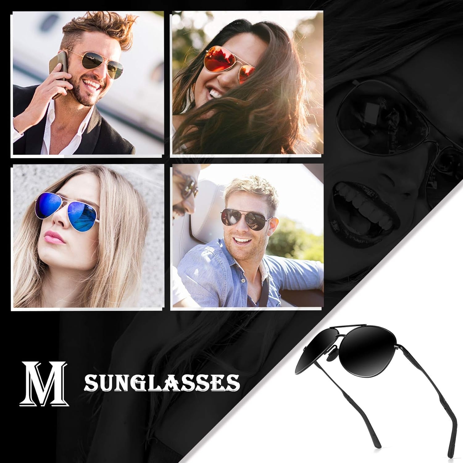 Aviator Sunglasses for Men Polarized Women UV Protection Lightweight Driving Fishing Sports Mens Sunglasses MX208