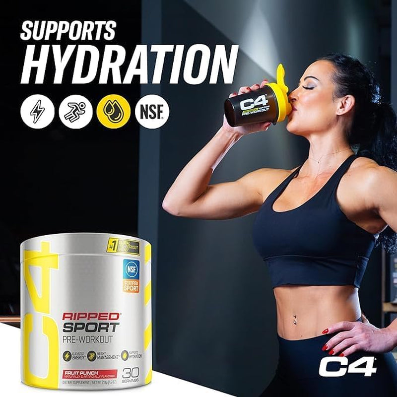 C4 Ripped Sport Pre Workout Powder Fruit Punch - NSF Certified for Sport + Sugar Free Preworkout Energy Supplement for Men & Women | 135Mg Caffeine | 30 Servings