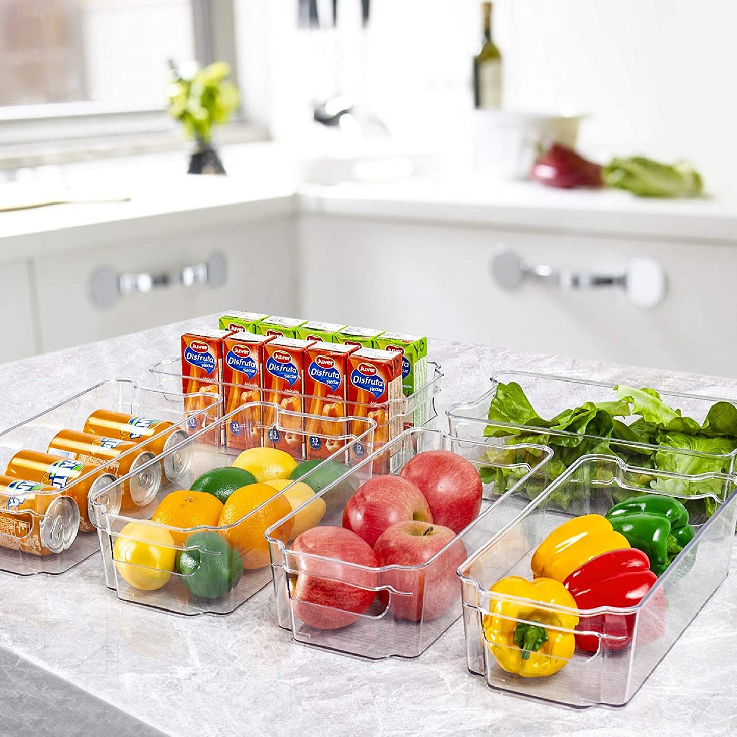 Refrigerator Organizer Bins - 8Pcs Clear Plastic Bins for Fridge, Freezer, Kitchen Cabinet, Pantry Organization and Storage, BPA Free Fridge Organizer, 12.5" Long