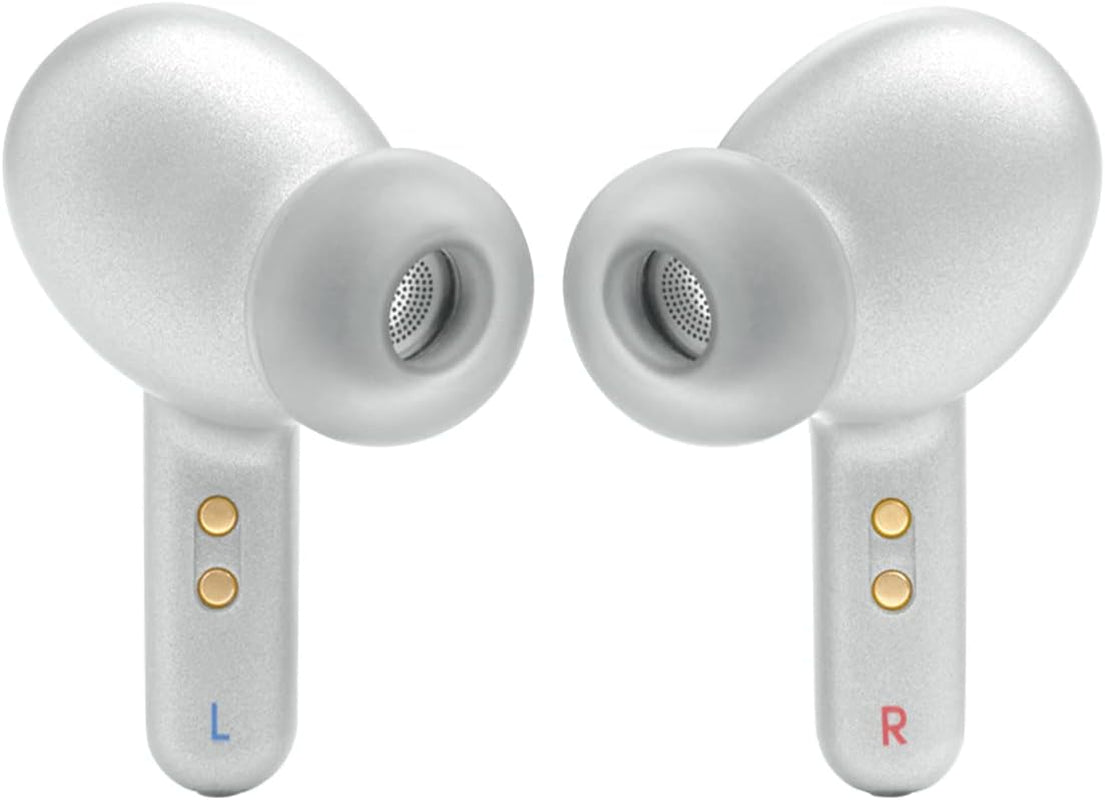 JBL Live Pro 2: 40 Hours of Playtime, True Adaptive Noise Cancelling, Smart Ambient, and Beamforming Mics (Silver), Small