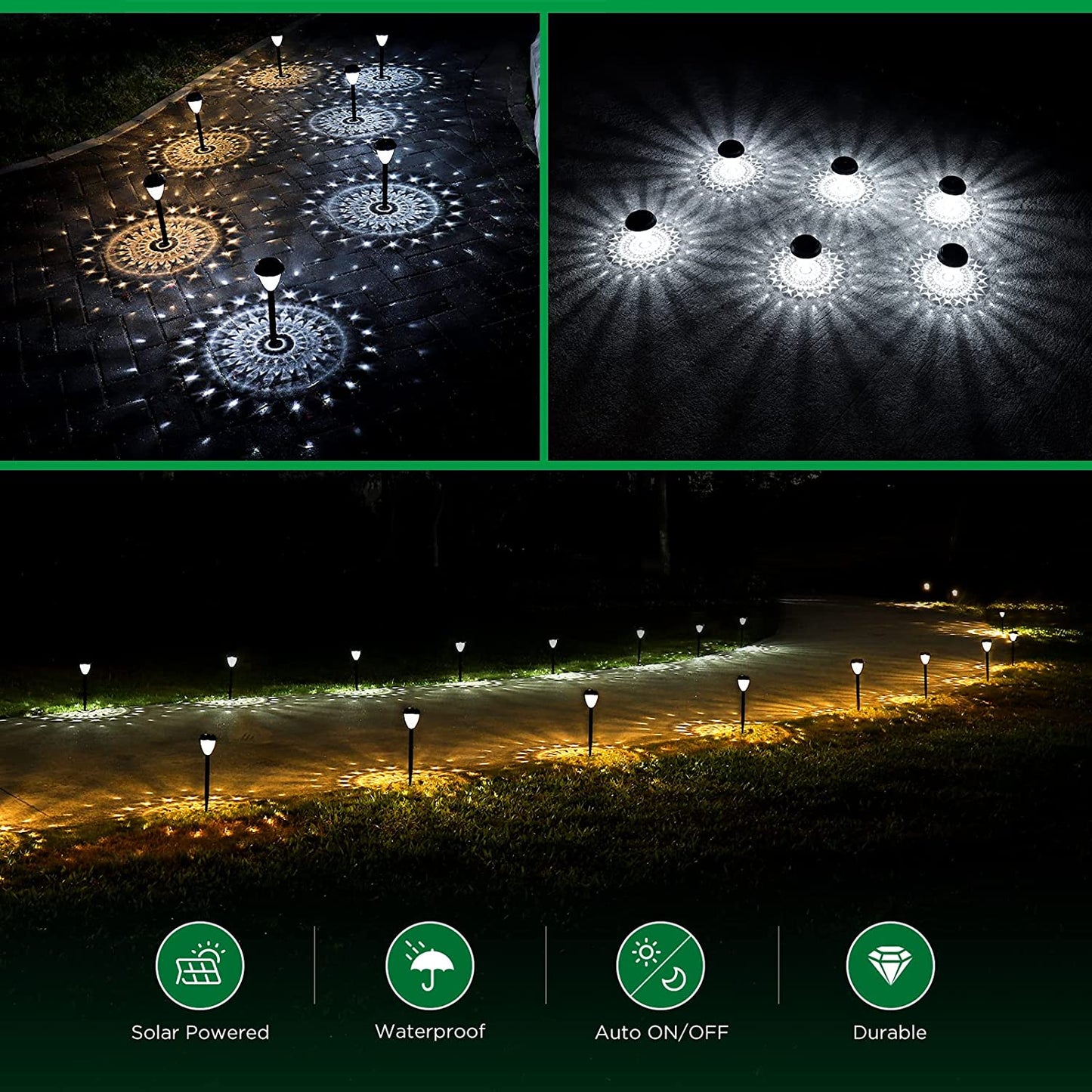 Super Bright Solar Lights Outdoor Waterproof 10 Pack, Dusk to Dawn up to 12 Hrs Solar Powered Outdoor Pathway Garden Lights Auto On/Off, LED Landscape Lighting Decorative for Walkway Patio Yard