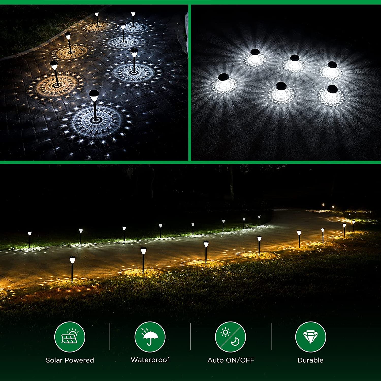 Super Bright Solar Lights Outdoor Waterproof 10 Pack, Dusk to Dawn up to 12 Hrs Solar Powered Outdoor Pathway Garden Lights Auto On/Off, LED Landscape Lighting Decorative for Walkway Patio Yard