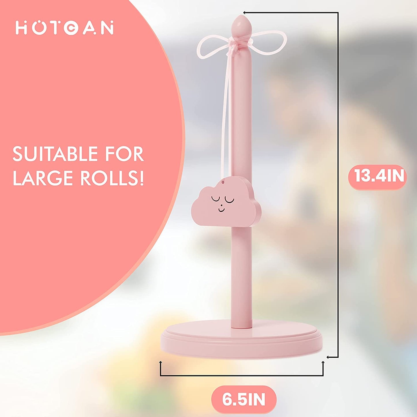 Pink Paper Towel Holder for Countertop, Cute Paper Towel Holder with Beer Bottle Opener, Pink Kitchen Accessories Made of Beech Wood, Pink Home Decor, Windproof Design for Outdoor Use