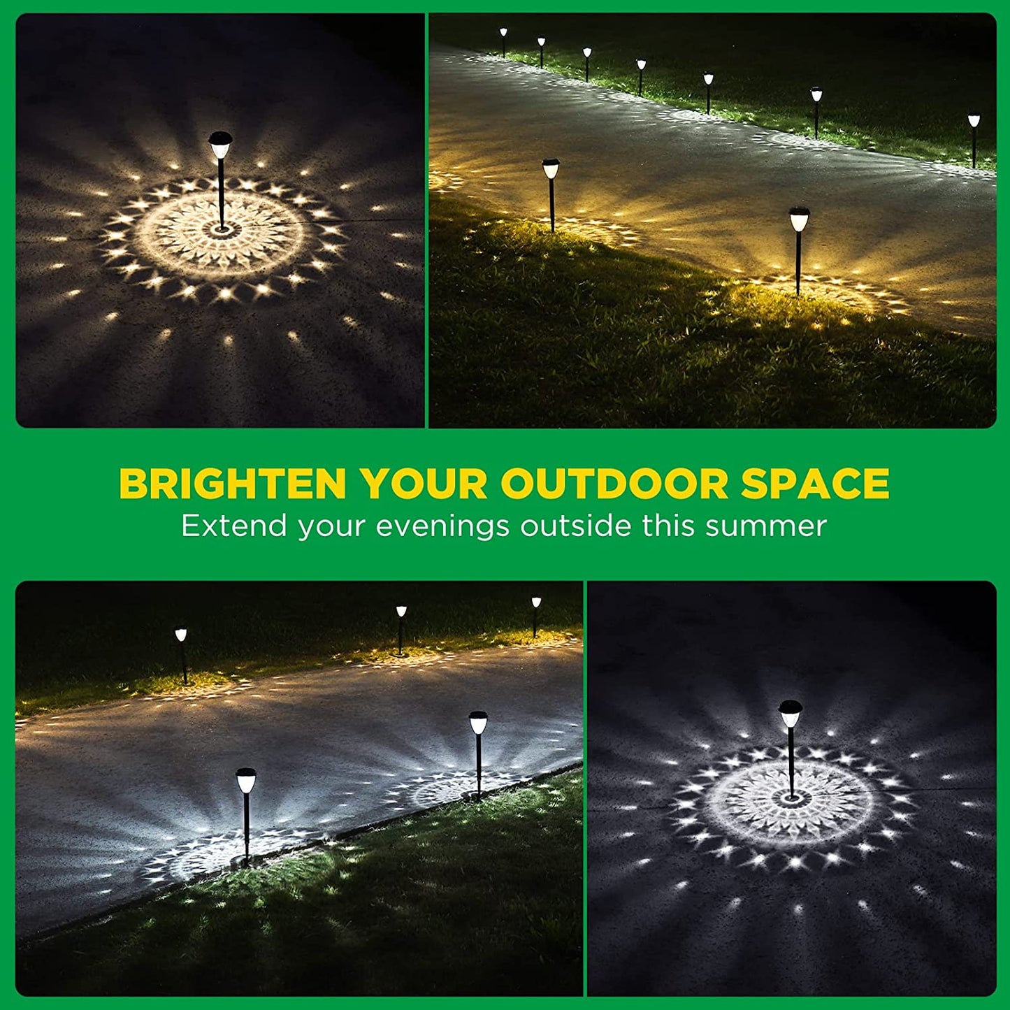 Super Bright Solar Lights Outdoor Waterproof 10 Pack, Dusk to Dawn up to 12 Hrs Solar Powered Outdoor Pathway Garden Lights Auto On/Off, LED Landscape Lighting Decorative for Walkway Patio Yard