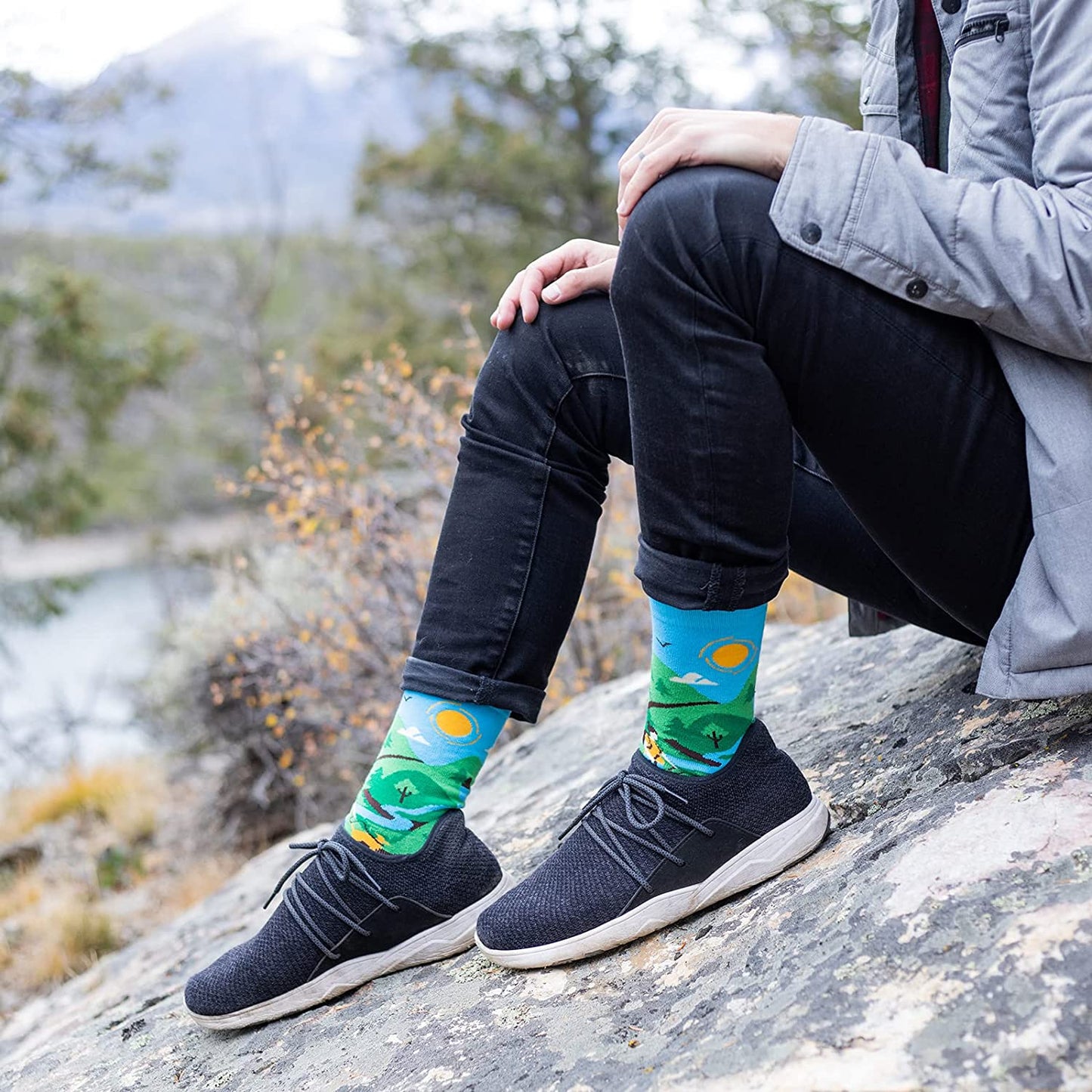 Outdoor Themed Socks for Men, Women & Teens - Funny Gifts for Camping, Biking, Hiking and More