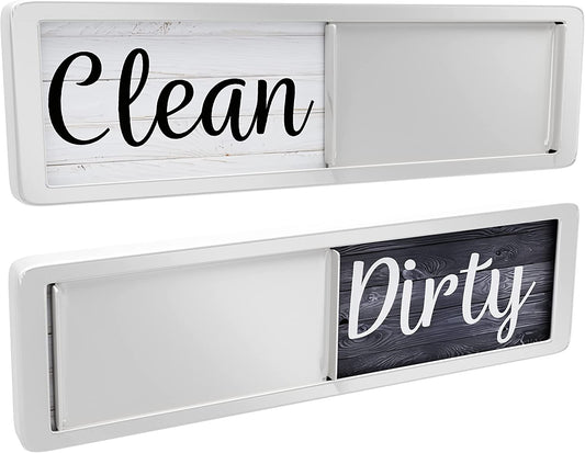 Dishwasher Magnet Clean Dirty Sign, Strong Clean Dirty Magnet for Dishwasher, Universal Dirty Clean Dishwasher Magnet Indicator for Kitchen Organization, Slide Rustic Farmhouse Black and White Wood