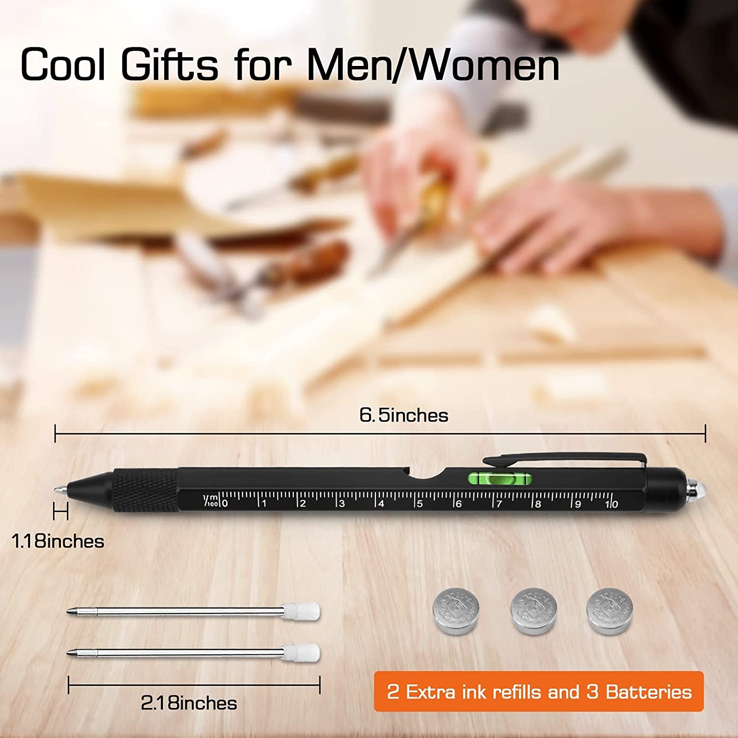 Gifts for Men, Dad Gifts from Daughter Son, Stocking Stuffers for Men Adults, 9 in 1 Multitool Pen, Cool Gadgets for Men, Mens Gifts for Christmas, Valentines Day Gifts for Him Boyfriend Men Husband