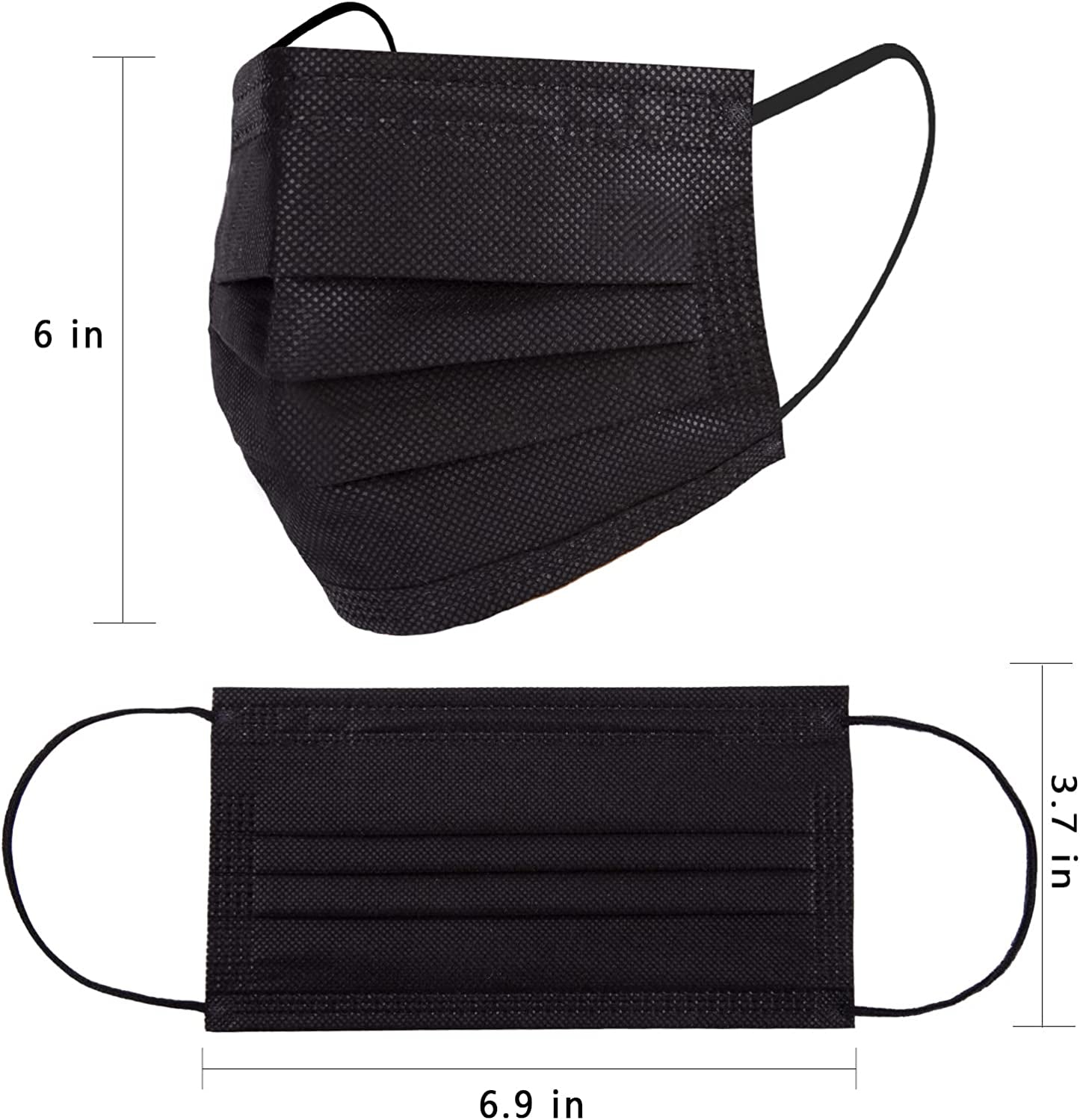 Disposable Face Mask, 100 PCS Black Masks, 3 Ply Protection Face Masks