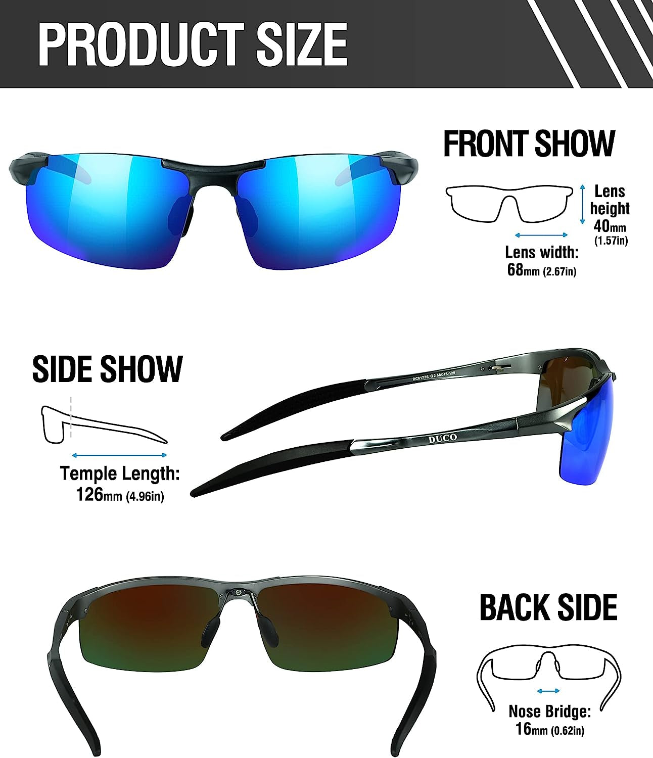 Mens Sports Polarized Sunglasses UV Protection Sunglasses for Men 8177S