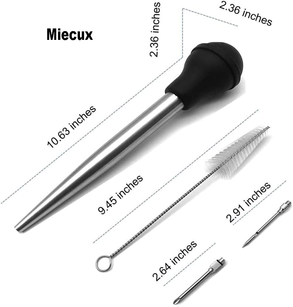 Turkey Baster, Professional Turkey Baster Syringe for Cooking with Cleaning Brush and Marinade Tools, Stainless Steel Turkey Baster for Oiling and Marinating Turkey, Beef, Pork, Fish