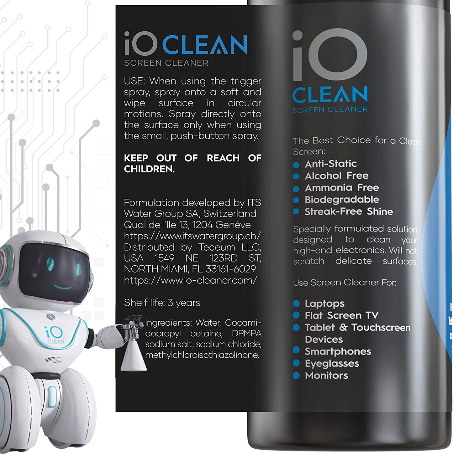 Screen Cleaner Spray (16Oz) – Best Large Cleaning Kit for LCD LED Matte TV, Smartphone, Ipad, Laptop, Touchscreen, Computer Monitor, Other Electronic Devices – Microfiber Cloth Wipes and 2 Sprayers