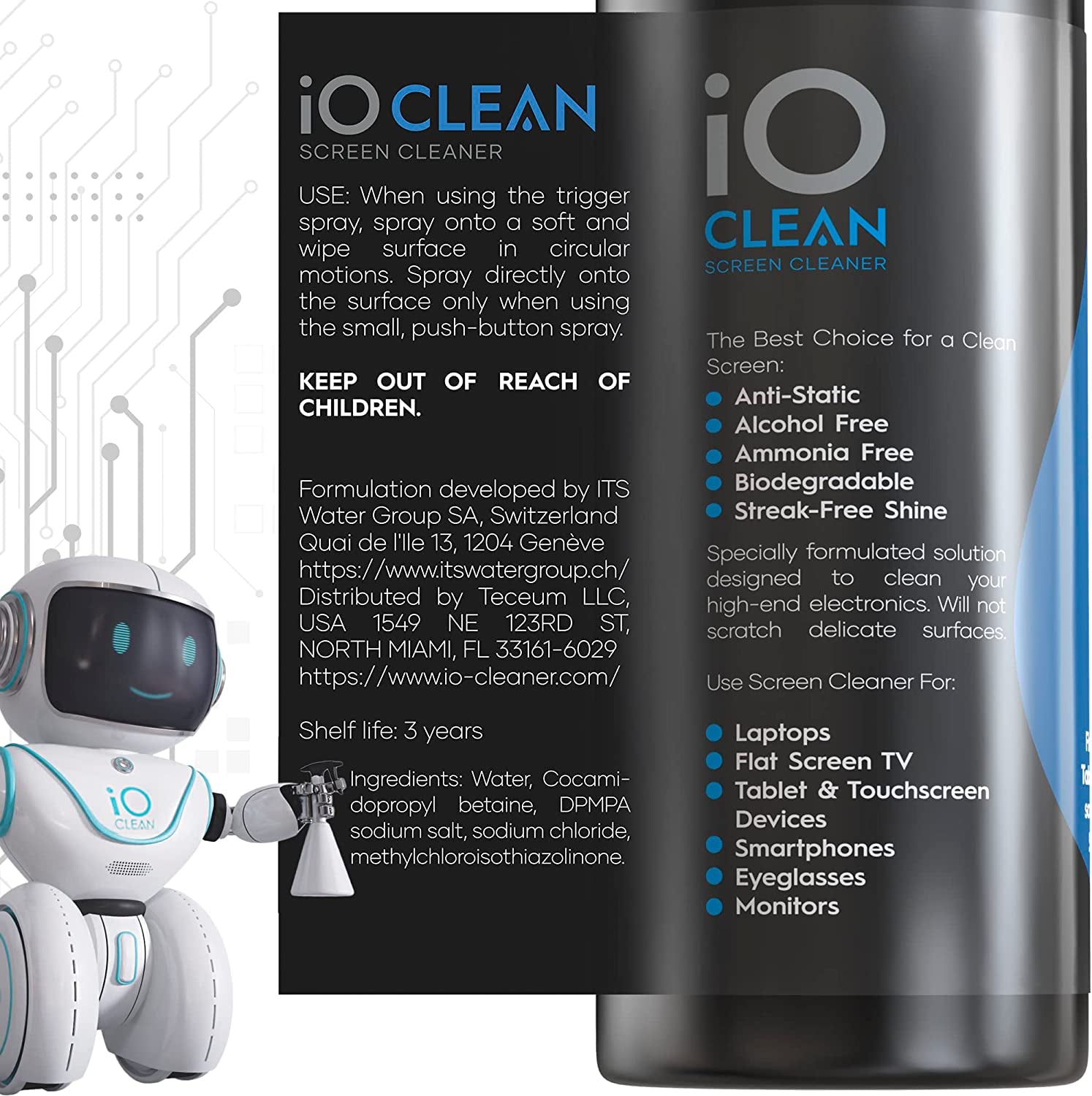 Screen Cleaner Spray (16Oz) – Best Large Cleaning Kit for LCD LED Matte TV, Smartphone, Ipad, Laptop, Touchscreen, Computer Monitor, Other Electronic Devices – Microfiber Cloth Wipes and 2 Sprayers