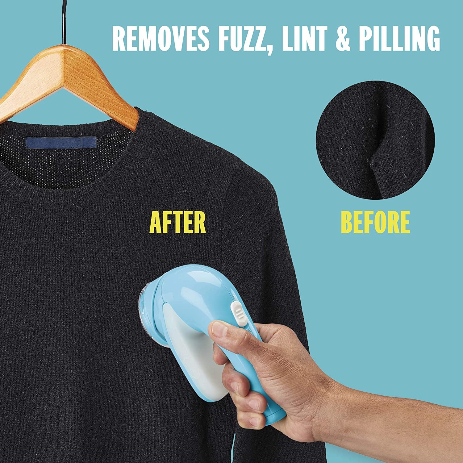 Fabric Shaver - Fuzz Remover, Lint Remover, Battery Operated Fabric Shaver, Blue