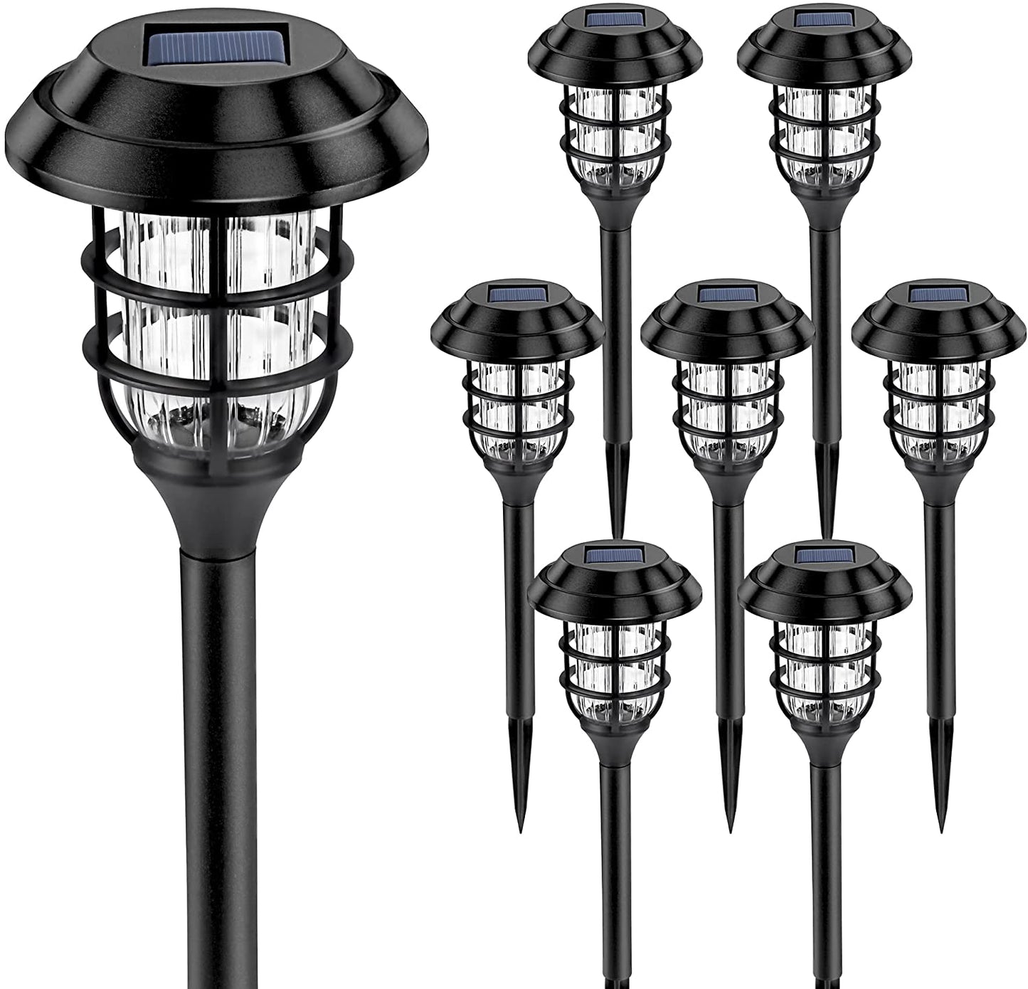 Solar Outdoor Lights, 8 Pack Solar Pathway Lights, Bright Solar Garden Lights, Waterproof Led Solar Yard Lights for Patio, Lawn, Yard, and Landscape-(Cold White)