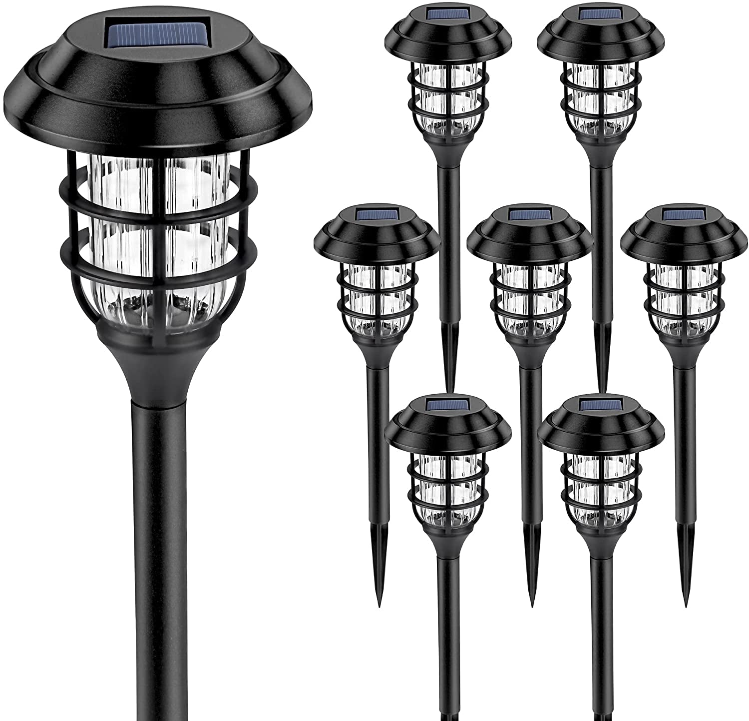 Solar Outdoor Lights, 8 Pack Solar Pathway Lights, Bright Solar Garden Lights, Waterproof Led Solar Yard Lights for Patio, Lawn, Yard, and Landscape-(Cold White)