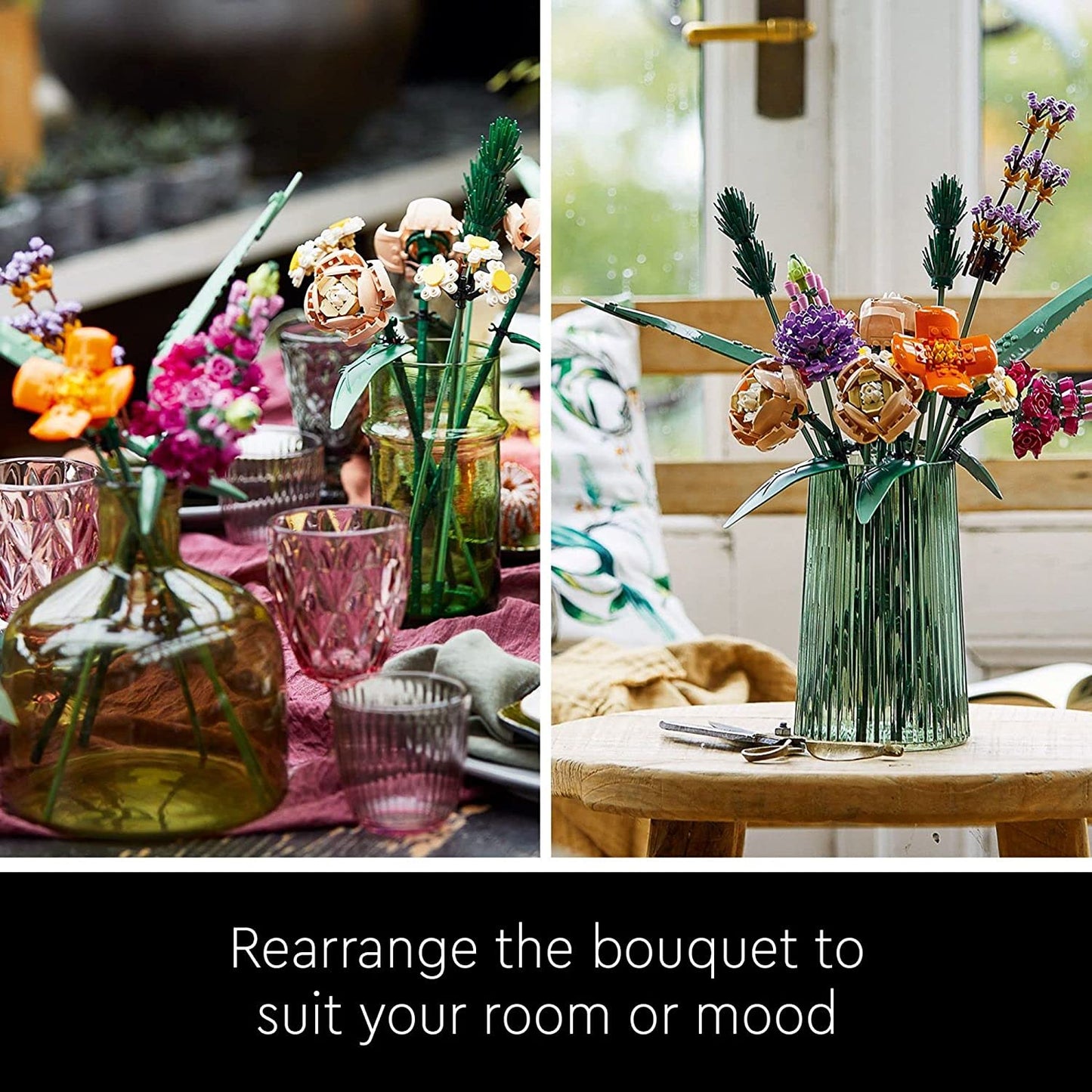 Icons Flower Bouquet Building Set - Artificial Flowers with Roses, Mother'S Day Decoration, Botanical Collection and Table Art for Adults, Gift for Mother'S Day, 10280