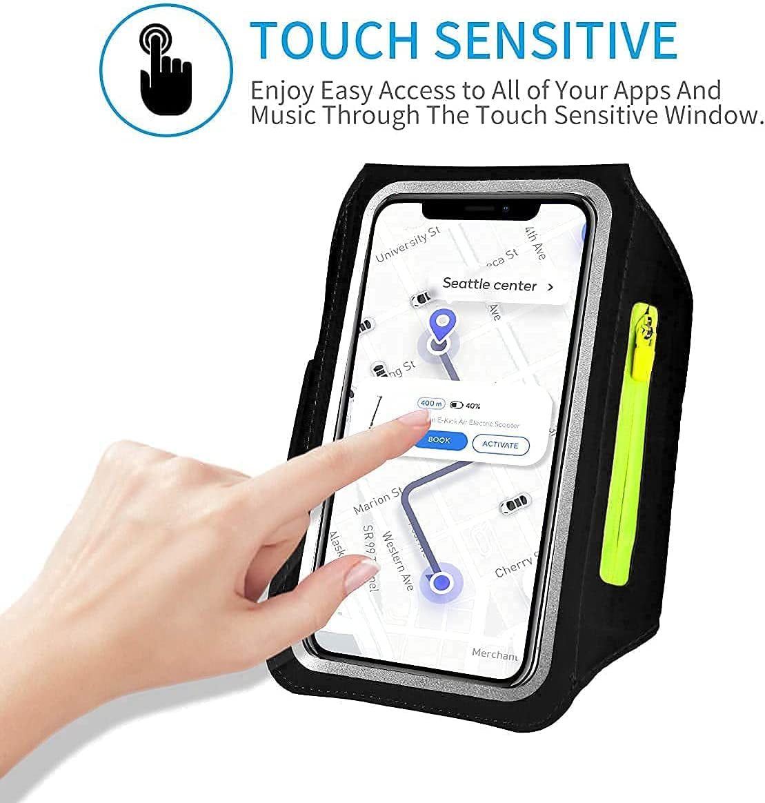 Running Armband with Airpods Bag Cell Phone Armband for Iphone 14 13 Pro 14 plus 12 11 XR XS, Galaxy S20/S10 Water Resistant Sports Phone Holder Case & Zipper Slot Car Key Holder for 6.5 Inch Phone