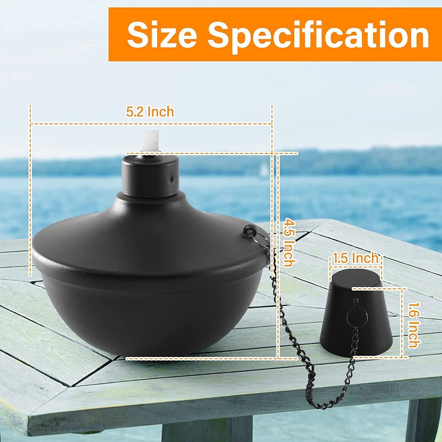 4 Pack Metal Table Top Torches, 22Oz Citronella Torches for Outside, Refillable Flame Light Torch, Decorative Tabletop Lantern