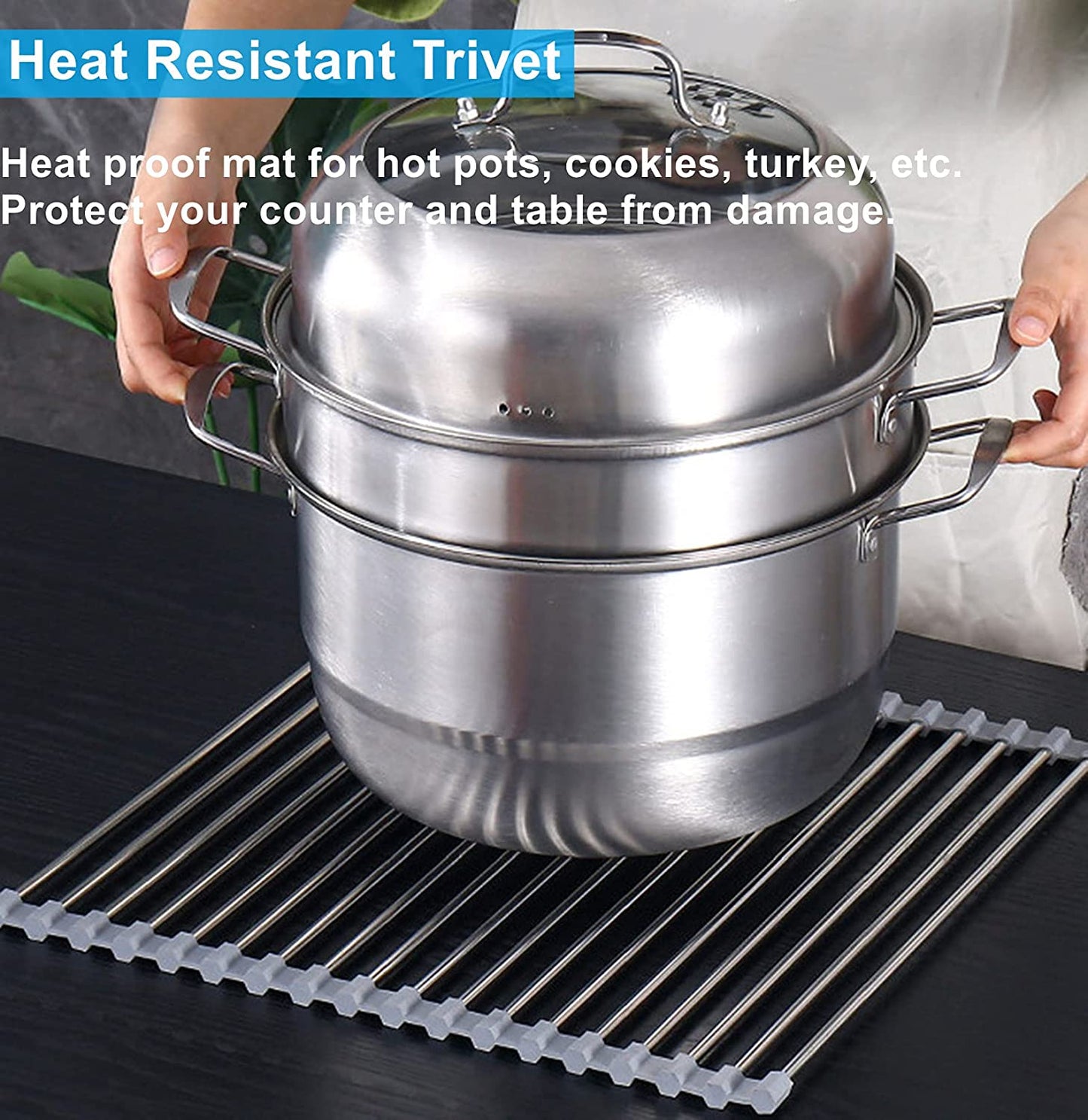 Roll up Dish Drying Rack over the Sink for Kitchen Sink 17.5X15.7 Inch Drying Rack Folding Dish Drainer Mat Rolling Dish Rack Sink Rack Stainless Steel Kitchen Dry Rack