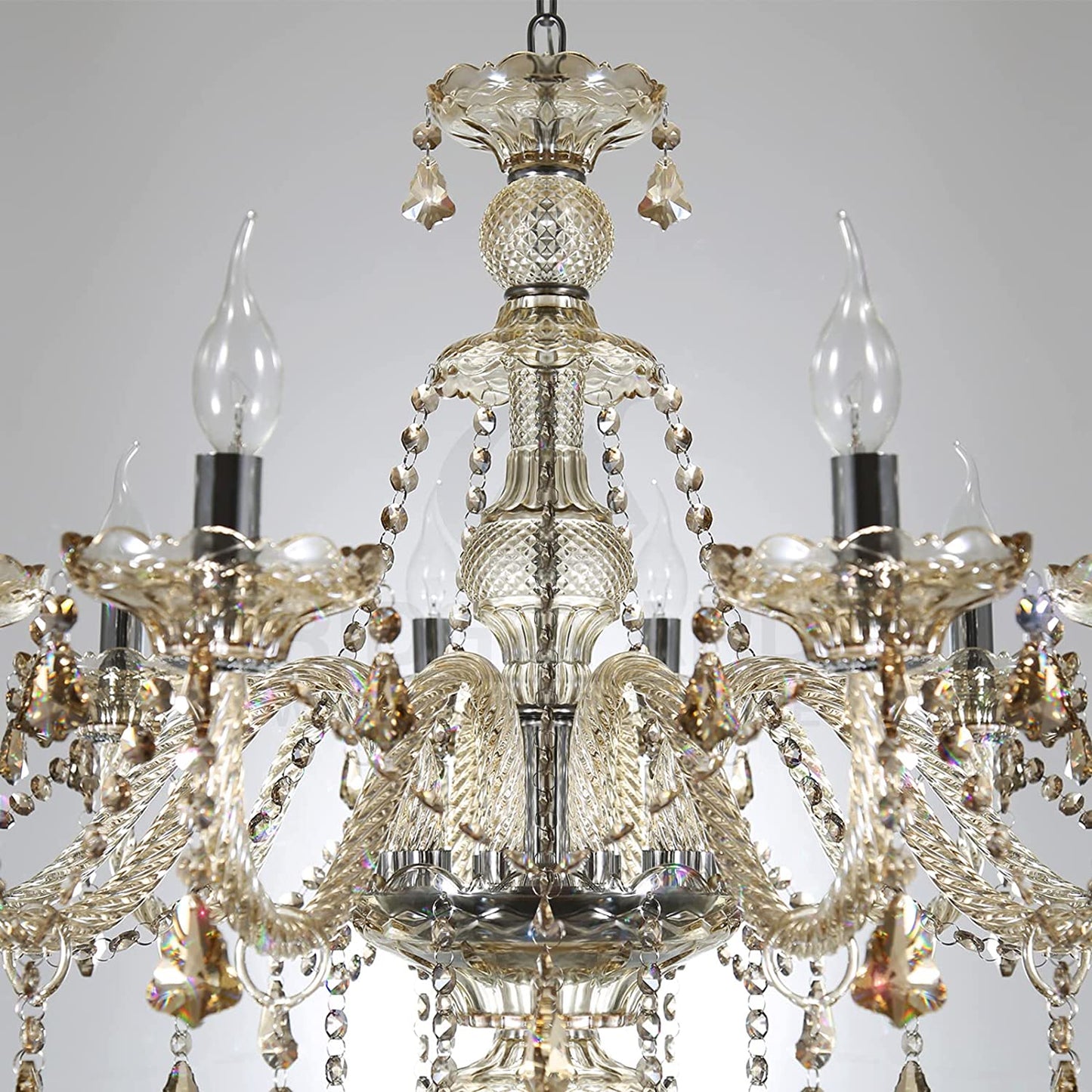 Modern Cognac Color Crystal Chandelier Lighting Ceiling Light Fixture Pendant Chandelier for Living Room, Hotels, Hall Way, Bars, Restaurants E12 Bulbs Height (10)