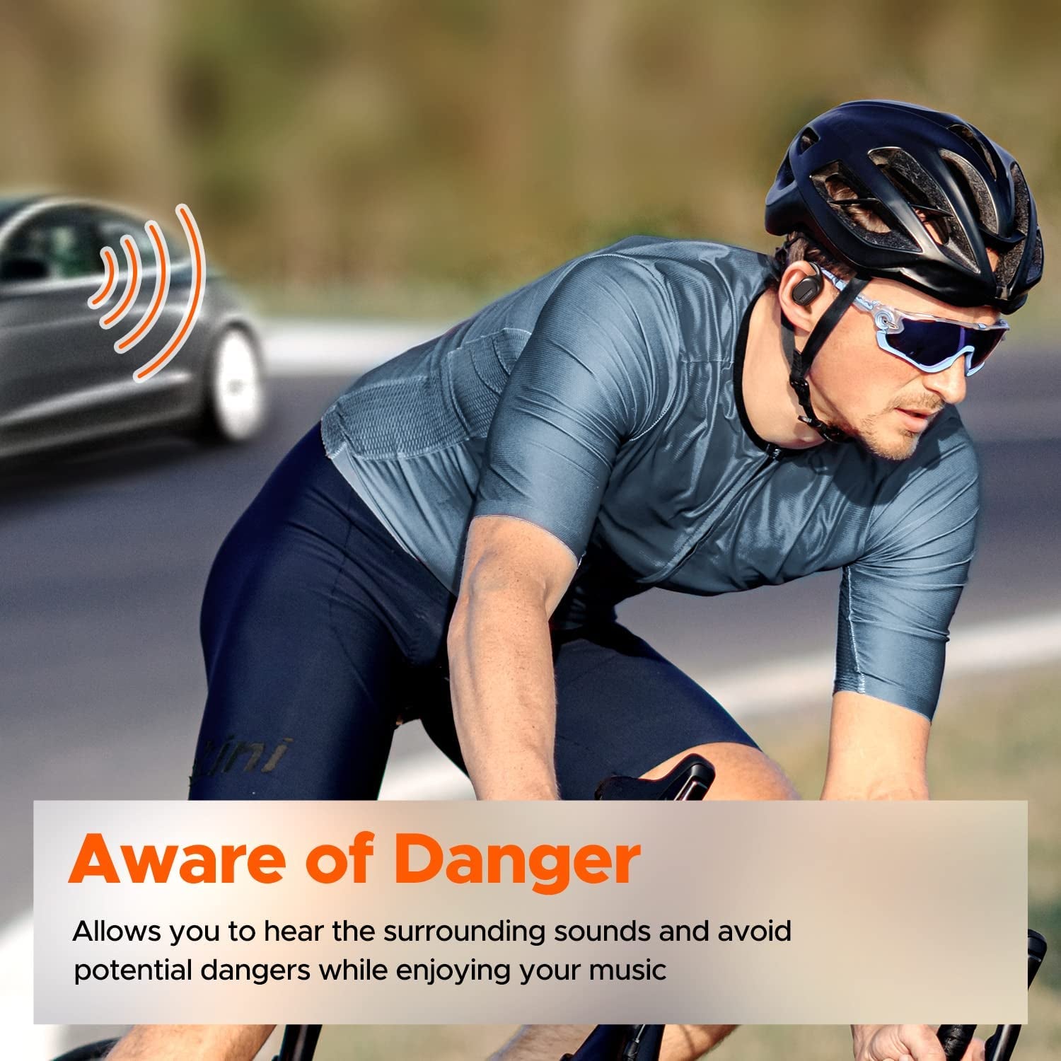 O1 Open Ear Headphones Bluetooth 5.3 Wireless Open Ear Earbuds with 16.2Mm Driver, Immersive Stereo Sound, Noise-Cancellation Mic for Clear Calls, 45H Playtime, for Sports Workout Gaming