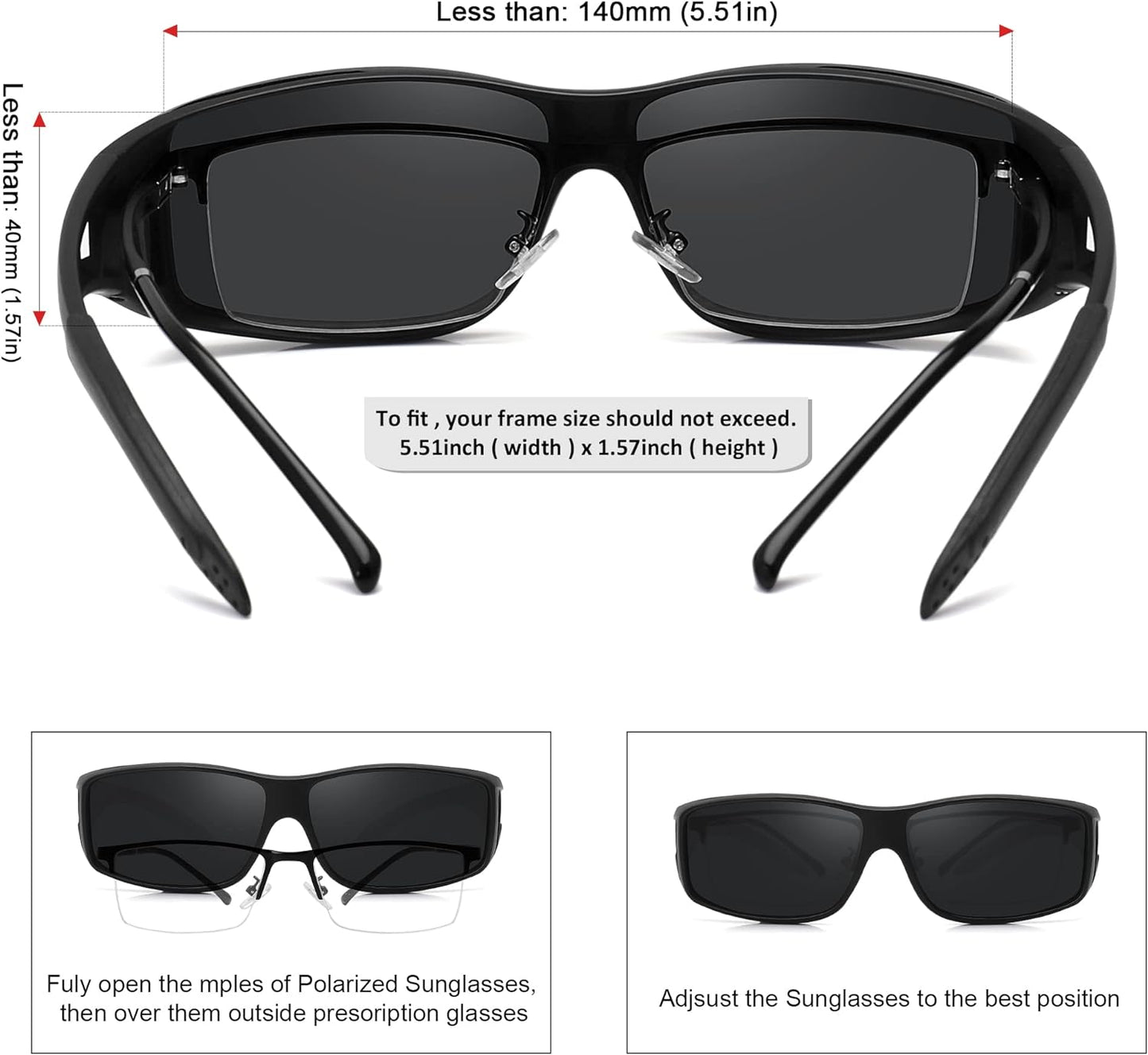 Fit over Glasses Sunglasses for Men Women,Wrap around Sunglasses Polarized 100% UV400 Protection