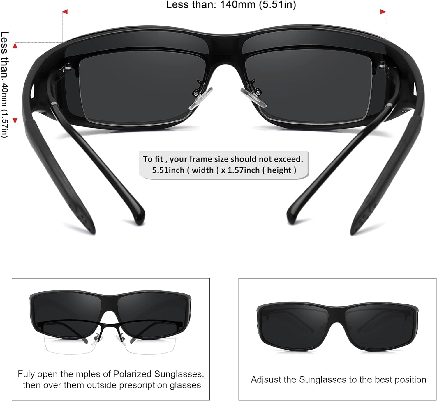 Fit over Glasses Sunglasses for Men Women,Wrap around Sunglasses Polarized 100% UV400 Protection