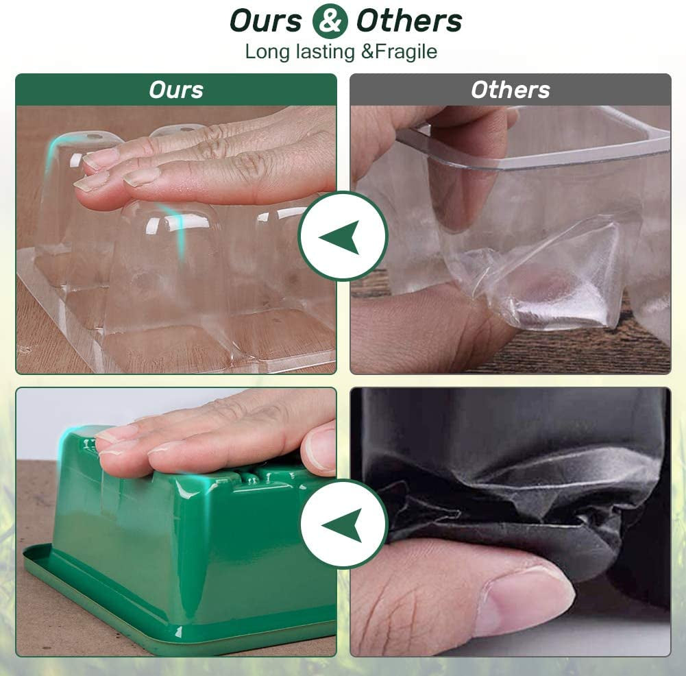 10 Packs Seed Starter Tray Seedling Tray (12 Cells per Tray) Humidity Adjustable Plant Starter Kit with Dome and Base Greenhouse Grow Trays for Seeds Growing Starting