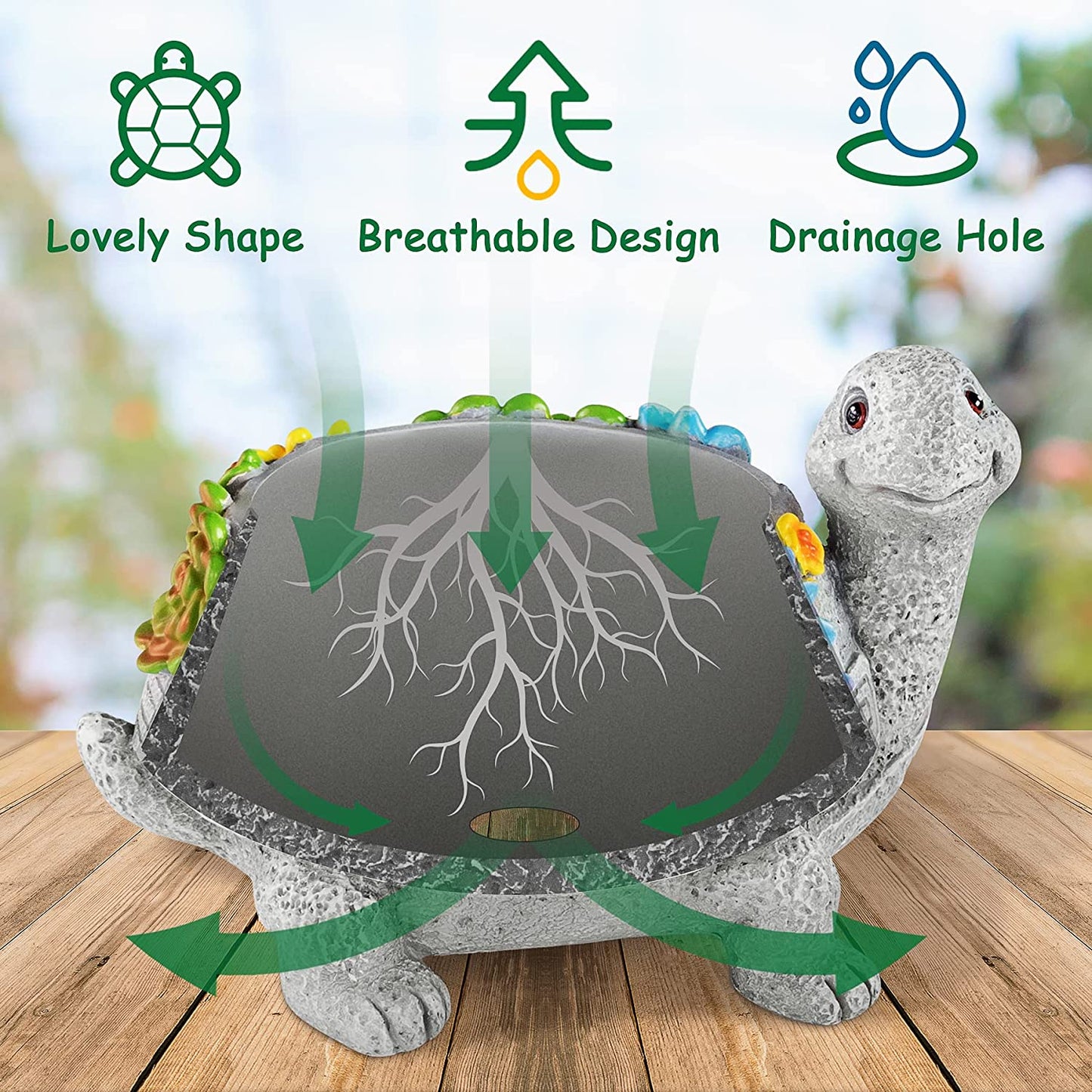 Plant Pots, Cute Turtle Succulent Pot Planters for Indoor Plants with Drainage Hole, Flower Garden Pots for Plants, Succulent, Cactus Home Office Desk Garden Decor Plant Lovers Gifts for Woman