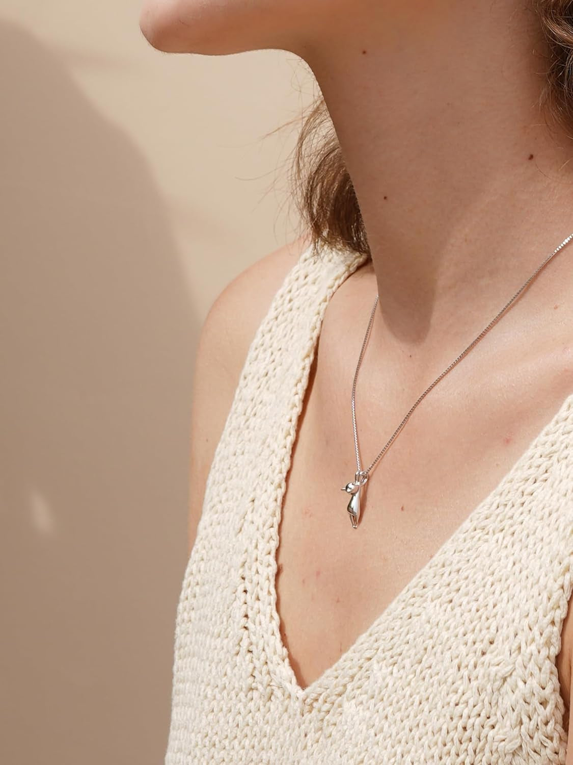 S925 Sterling Silver Cat Necklaces Cat Jewelry for Women Cat Gifts for Cat Lovers Cat Lover Gifts for Women Cat Lady Gifts Silver Cat Pendant Collarbone Necklace