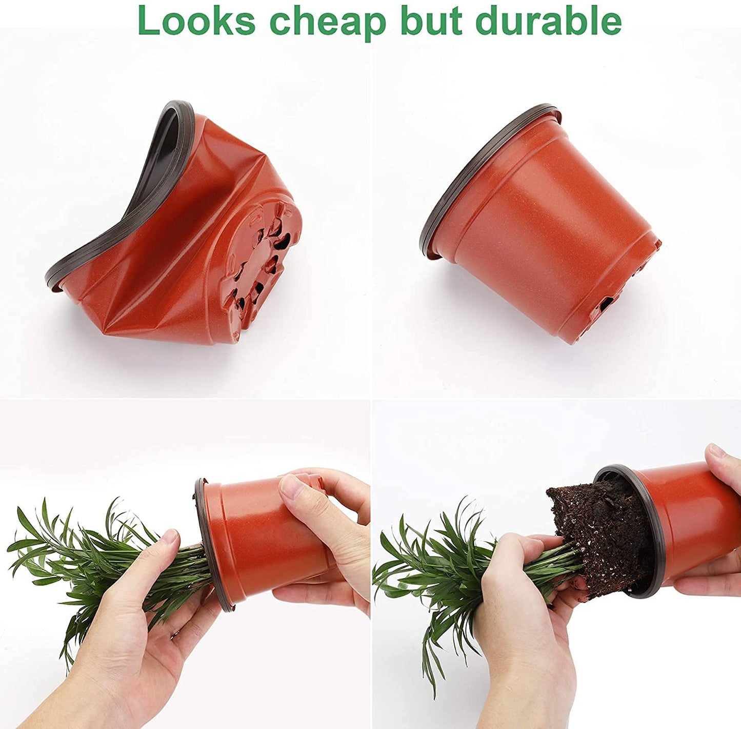 Plant Nursery Pots with Humidity Dome 4" Soft Transparent Plastic Gardening Pot Planting Containers Cups Planter Small Starter Seed Starting Trays for Seedling with 10Pcs Plant Labels，30 Sets