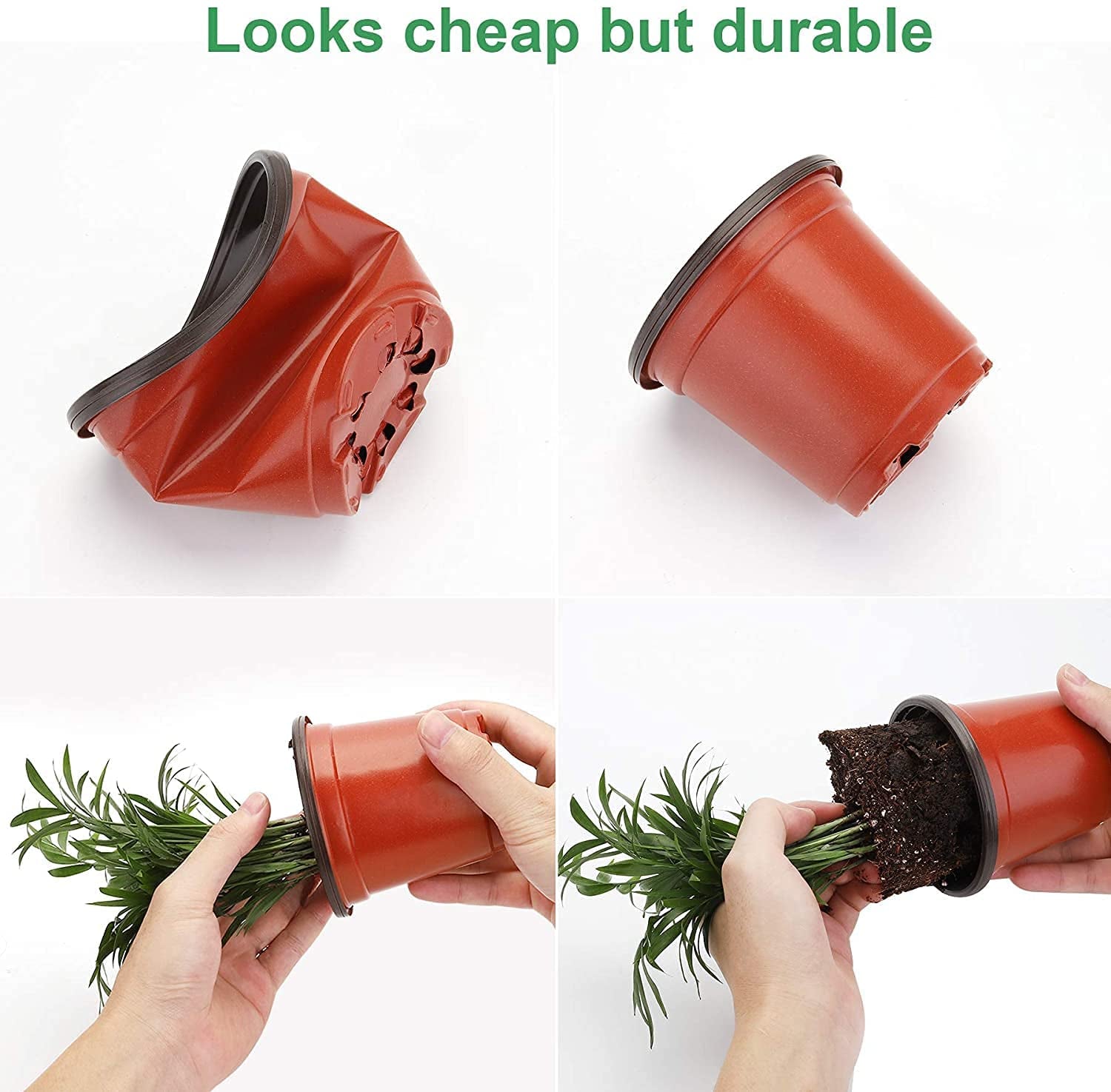 Plant Nursery Pots with Humidity Dome 4" Soft Transparent Plastic Gardening Pot Planting Containers Cups Planter Small Starter Seed Starting Trays for Seedling with 10Pcs Plant Labels，30 Sets