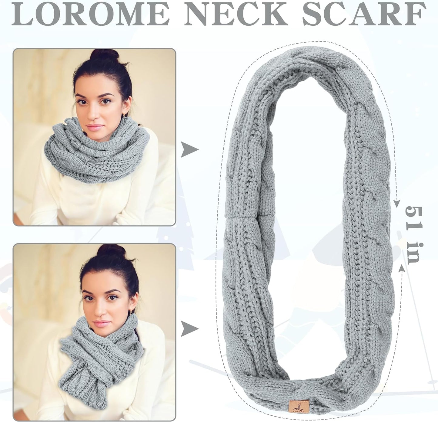 Winter Beanie Hat Scarf Gloves, Warm Fleece Knit Winter Hats Touch Screen Gloves Neck Scarf Set Winter Gifts for Women Men