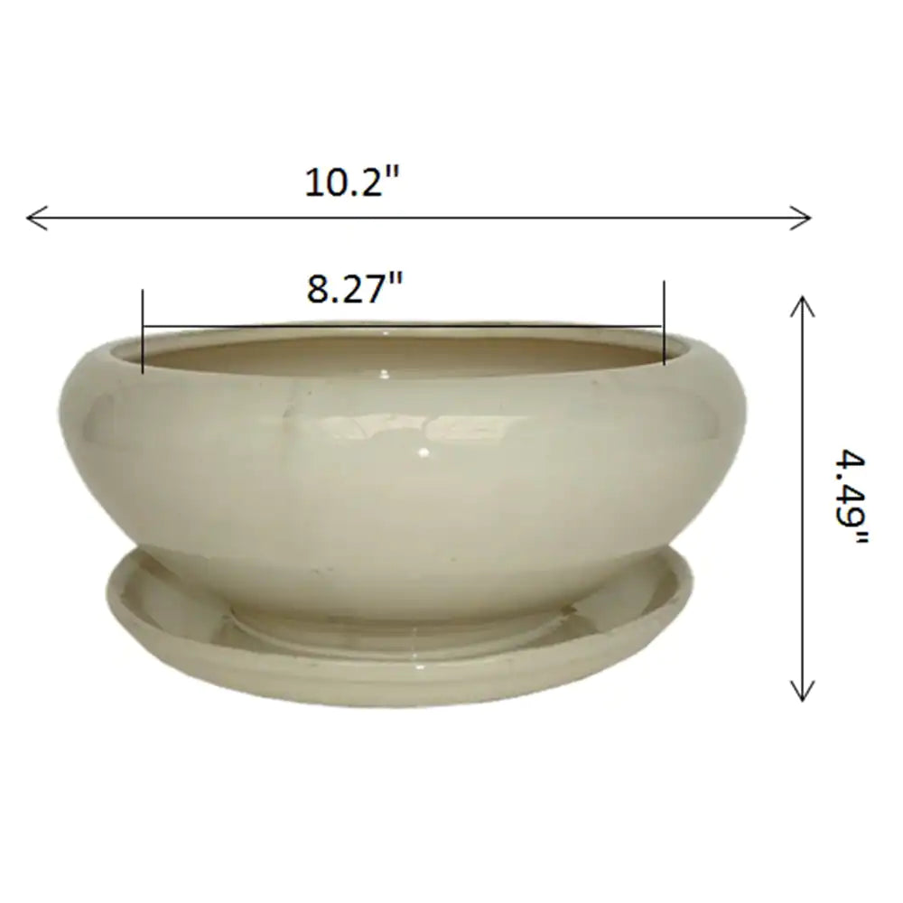 Beautiful 8.27-In X 4.49-In Ceramic Low Bowl Planter with Drainage Holes