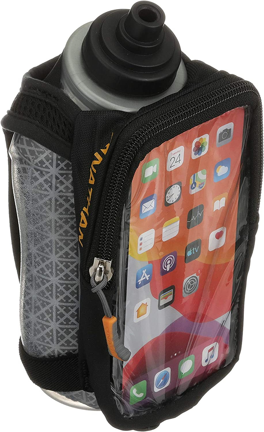 Speedview Flask, Handheld Water Bottle & Phone Case Holder, Insulated for Running & Walking, 18Oz