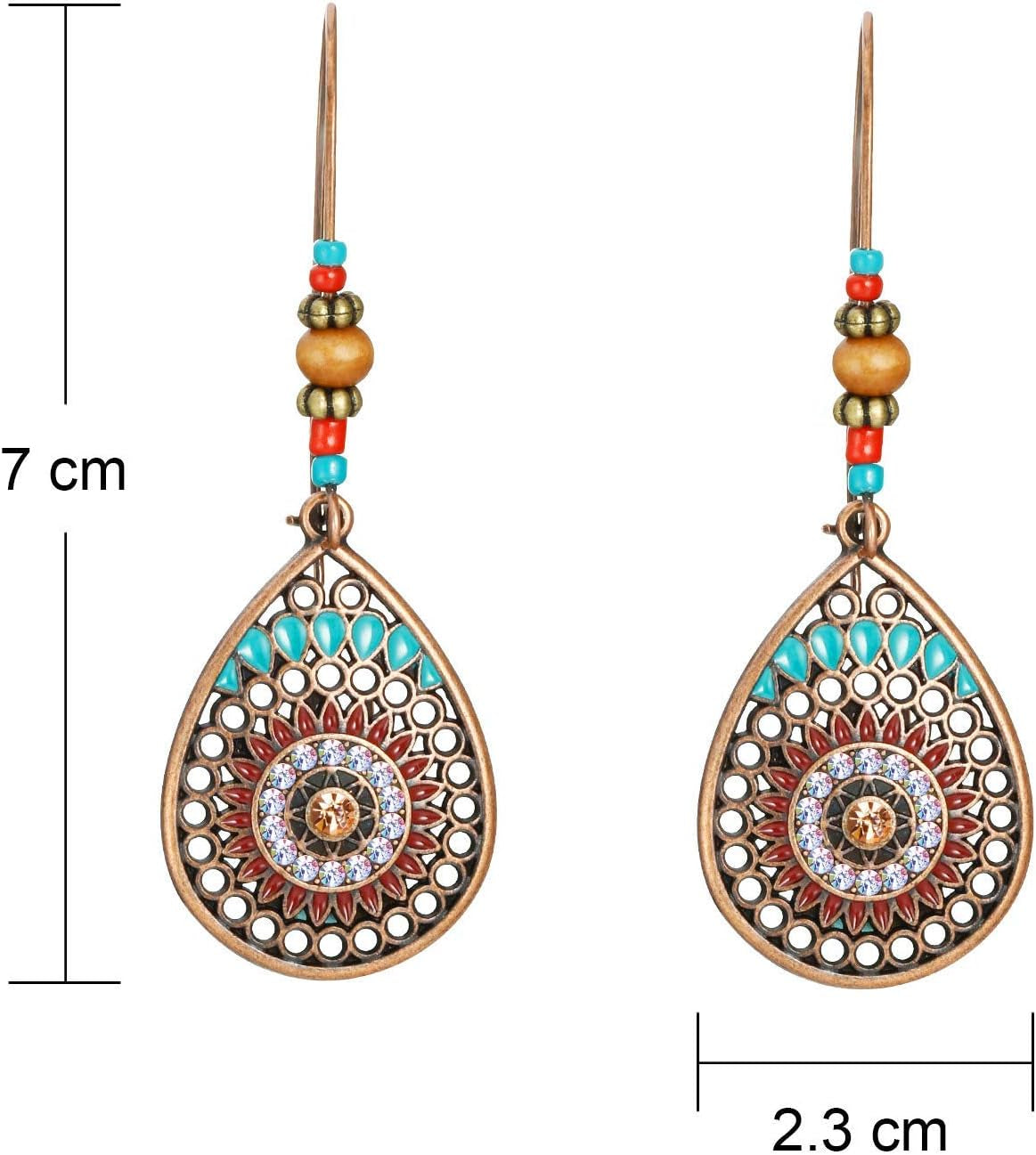 4 Pairs Bohemian Vintage Dangle Earrings Retro Rhinestone Earrings Boho Dangle Drop Earrings for Women Girls