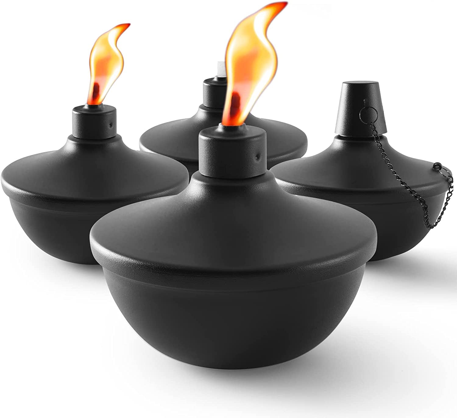 4 Pack Metal Table Top Torches, 22Oz Citronella Torches for Outside, Refillable Flame Light Torch, Decorative Tabletop Lantern