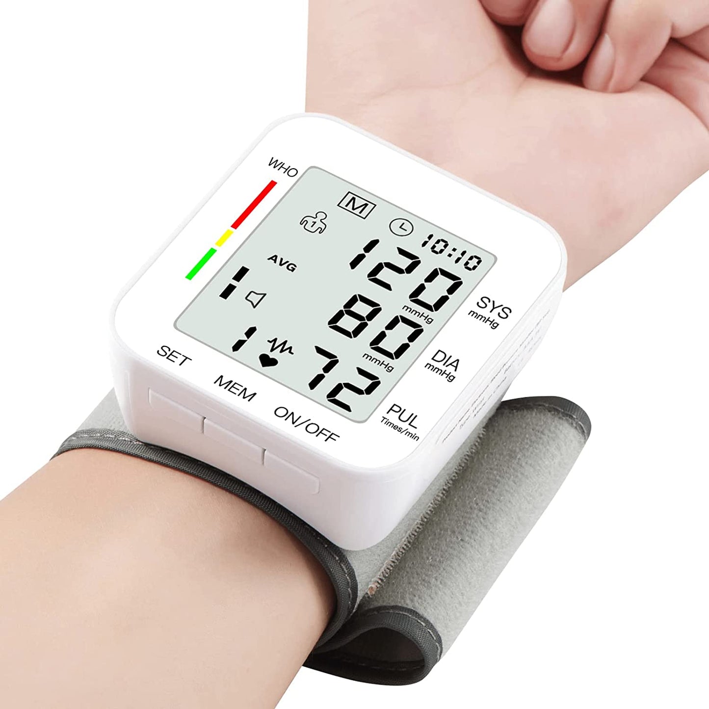 Wrist Blood Pressure Monitor Bp Monitor Large LCD Display Blood Pressure Machine Adjustable Wrist Cuff 5.31-7.68Inch Automatic 99X2 Sets Memory with Carrying Case for Home Use (W1681)