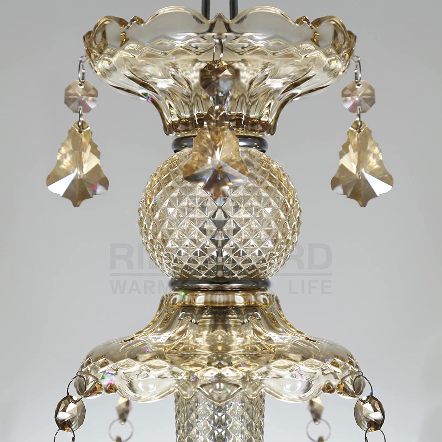 Modern Cognac Color Crystal Chandelier Lighting Ceiling Light Fixture Pendant Chandelier for Living Room, Hotels, Hall Way, Bars, Restaurants E12 Bulbs Height (10)