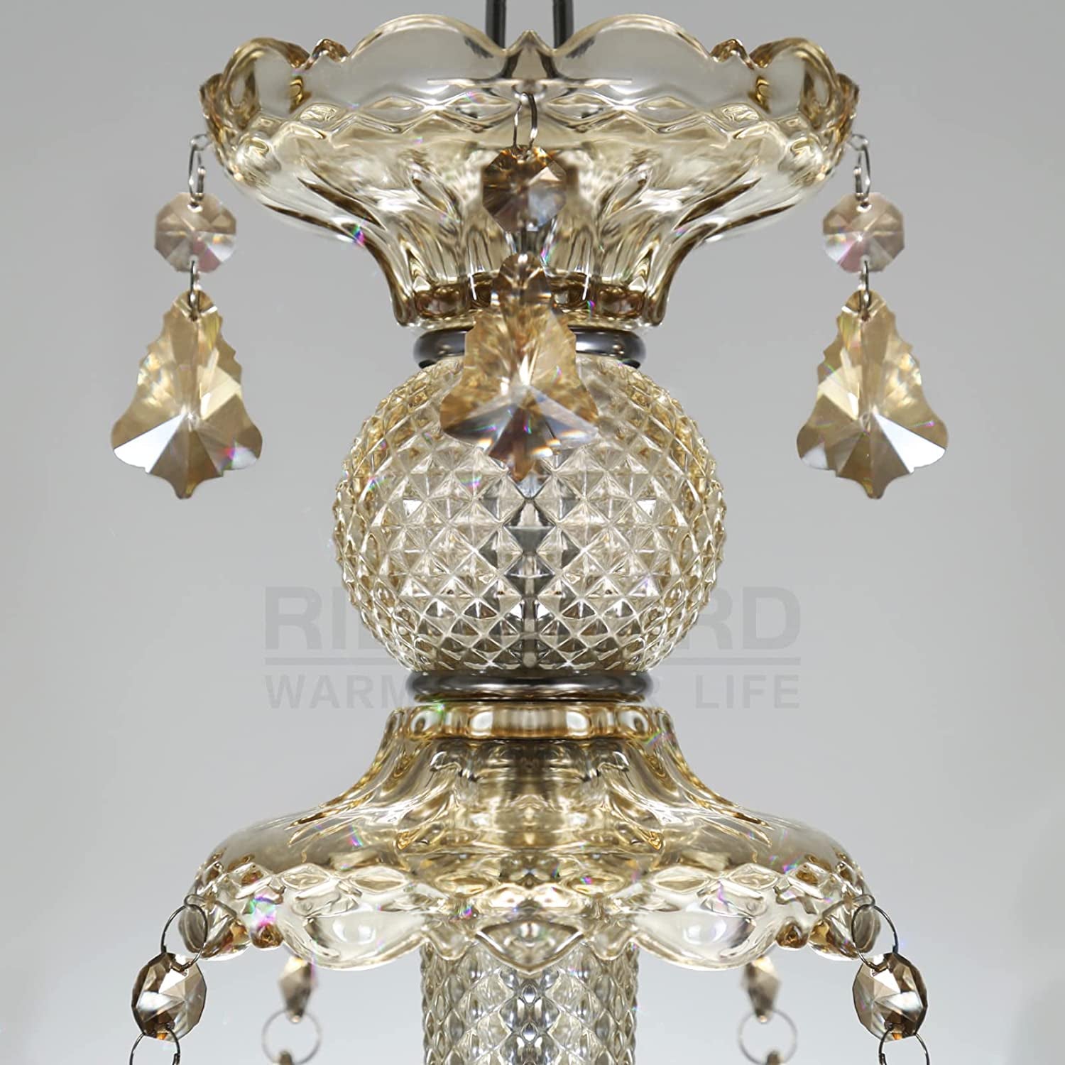 Modern Cognac Color Crystal Chandelier Lighting Ceiling Light Fixture Pendant Chandelier for Living Room, Hotels, Hall Way, Bars, Restaurants E12 Bulbs Height (10)