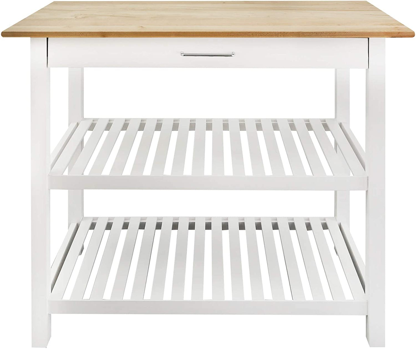 Casual Home Solid Hardwood Top, Natural/White, 40" W (373-91) Kitchen Island, Natural&White